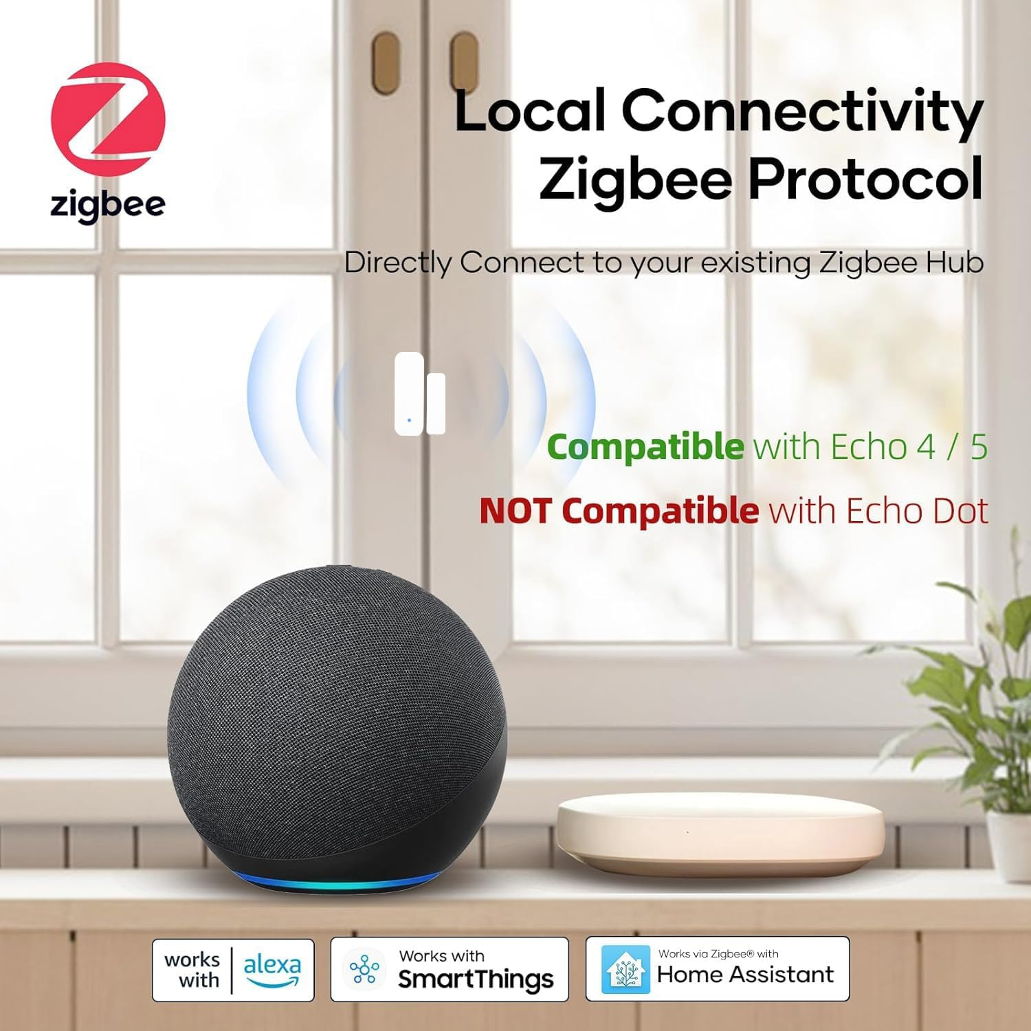 Gdsanlian Zigbee Smart Contact Sensor, Smart Home Security System, Home Automation,Safety Protection,Window/Door Safeguard,Instant App Notification, Easy Installation, Real-Time Monistor, Hub Required image number 1