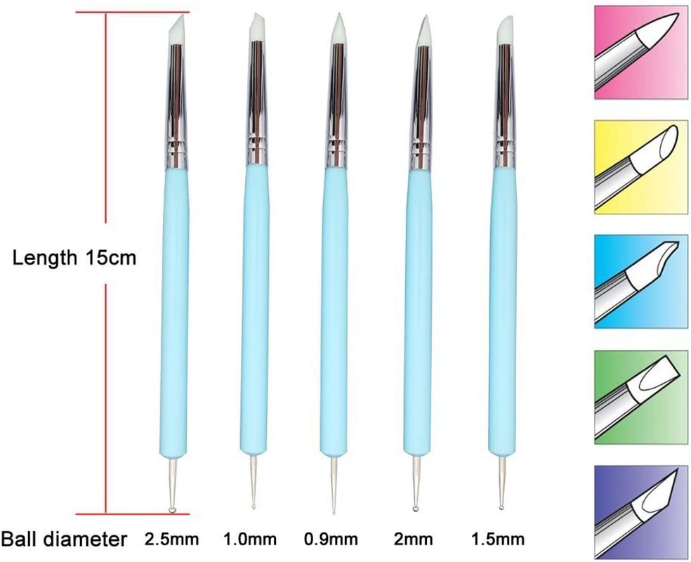 COMIART Color Shaper Sculpting Polymer Clay Tools 5 X 2 Way Dotting Tool Rubber Brushes Wipe Out Tools for DIY Nail Art & Art Craft image number 5