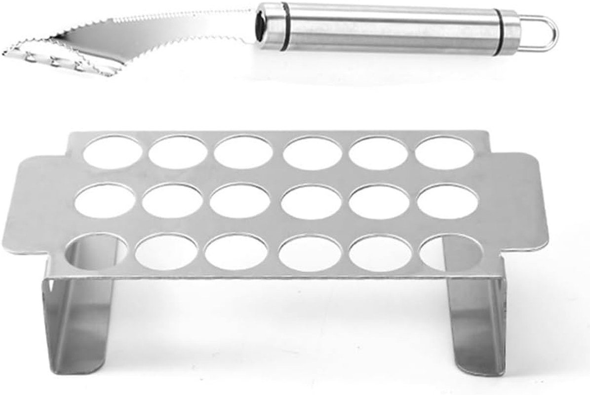 2 Pcs Stainless Steel Chili Grills with 2 Jalapeno Corer Tools, Outdoor BBQ Non-Stick Grills, Jalapeno Popper Holder for Grills, Perfect for Cooking Chili, Chicken Legs, 18 Funnel Holes Grill Tools image number 3