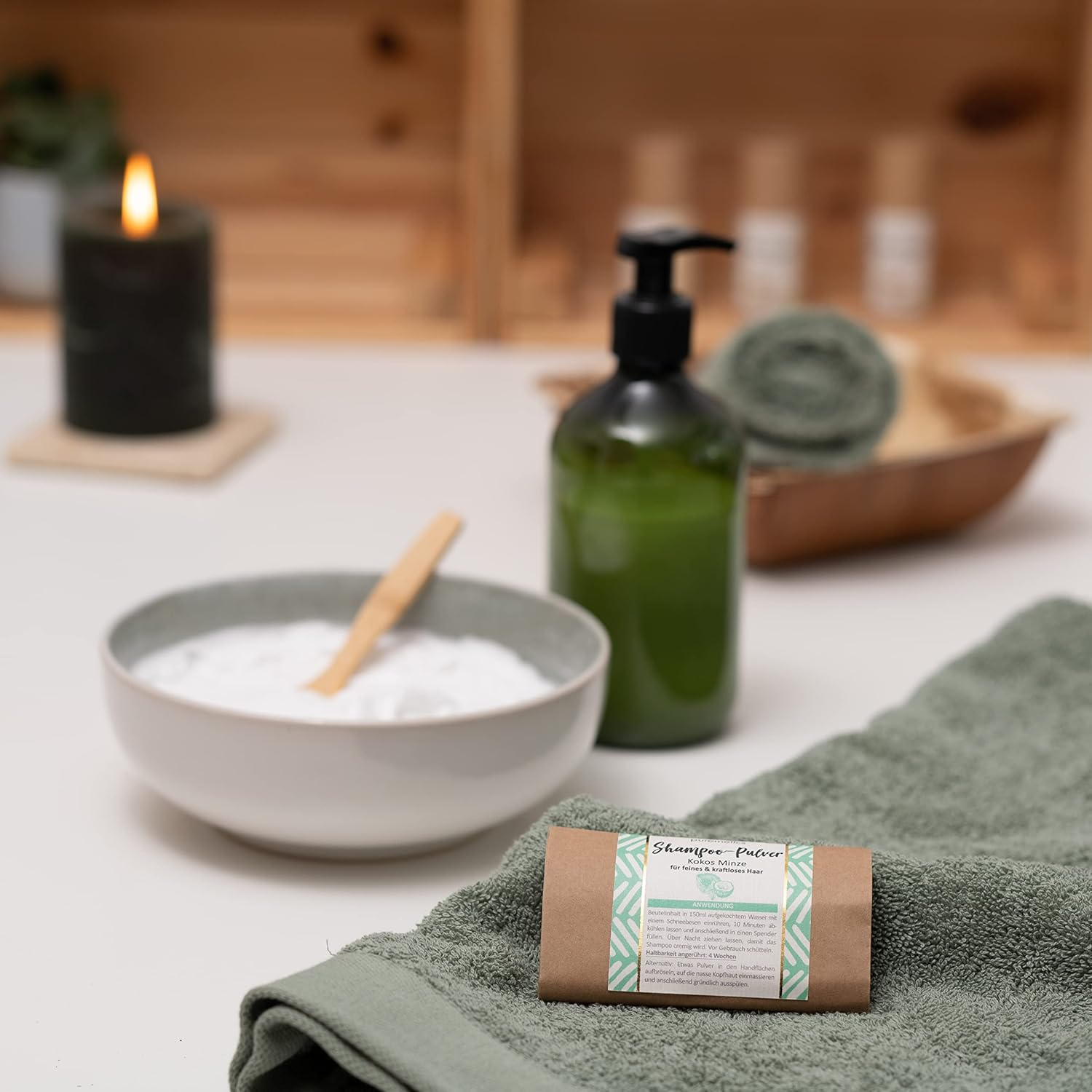 Puremetics Zero Waste Shampoo Powder "Coconut Mint" (50 G = 200 Ml) for Fine and Weigheless Hair, Vegan and Plastic-Free image number 3