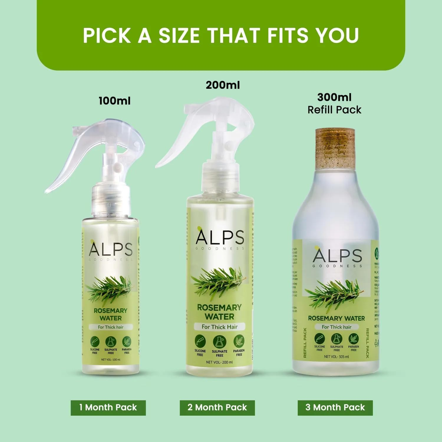 Alps Goodness Rosemary Water Spray for Hair Growth (100 Ml) | Hair Spray for Regrowth | Rosemary Mist | Adds Shine | Helps Reduce Hairfall | Strengthens Hair | Suitable for All Hair Types | image number 1