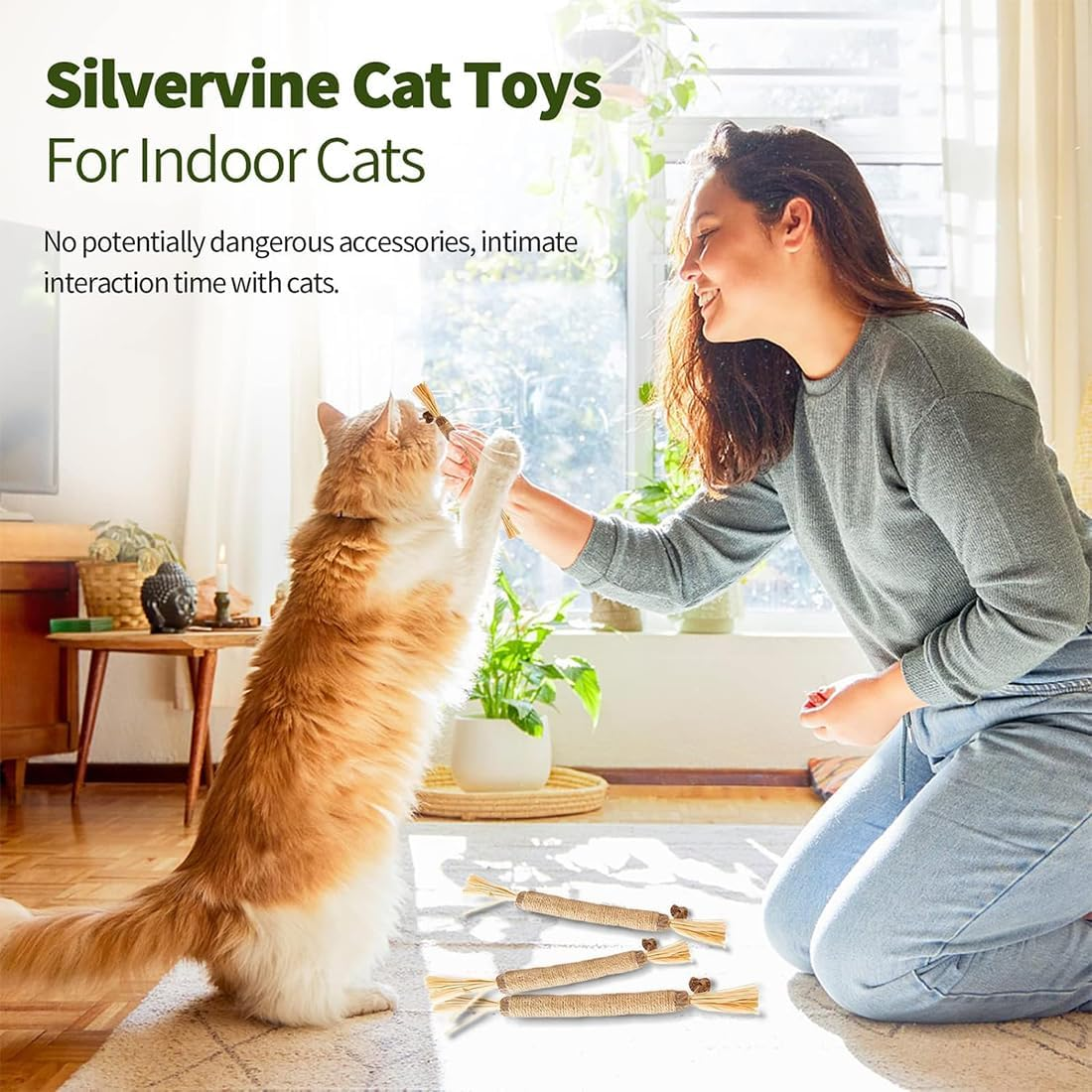 Catnip Sticks, Chew Sticks for Cats, Cats Dental Care Toy, Dental Chew Sticks Help with Tartar & Bad Breath Healthy Hygiene Dental Care (Pack of 6) image number 3