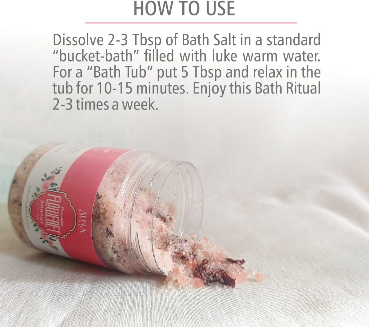 Aura Rituals Floweret Bath Salt for Home Spa I Rejuvenates Skin I Reduces Stress I Epsom Salt I Essential Oils I Aromatherapy -Holistic Bathing I (200 G) image number 2