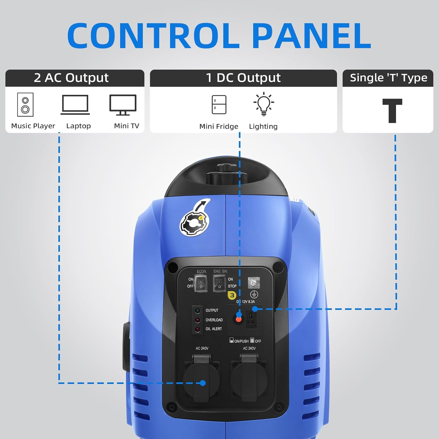 Gentrax GT3500 Inverter Generator &ndash; 3.0Kw Continuous / 3.5Kw Peak, Pure Sine Wave Petrol Unit, 62Db Quiet,4.6Hr Runtime at Half Load, Light Weight 28 Kg image number 1