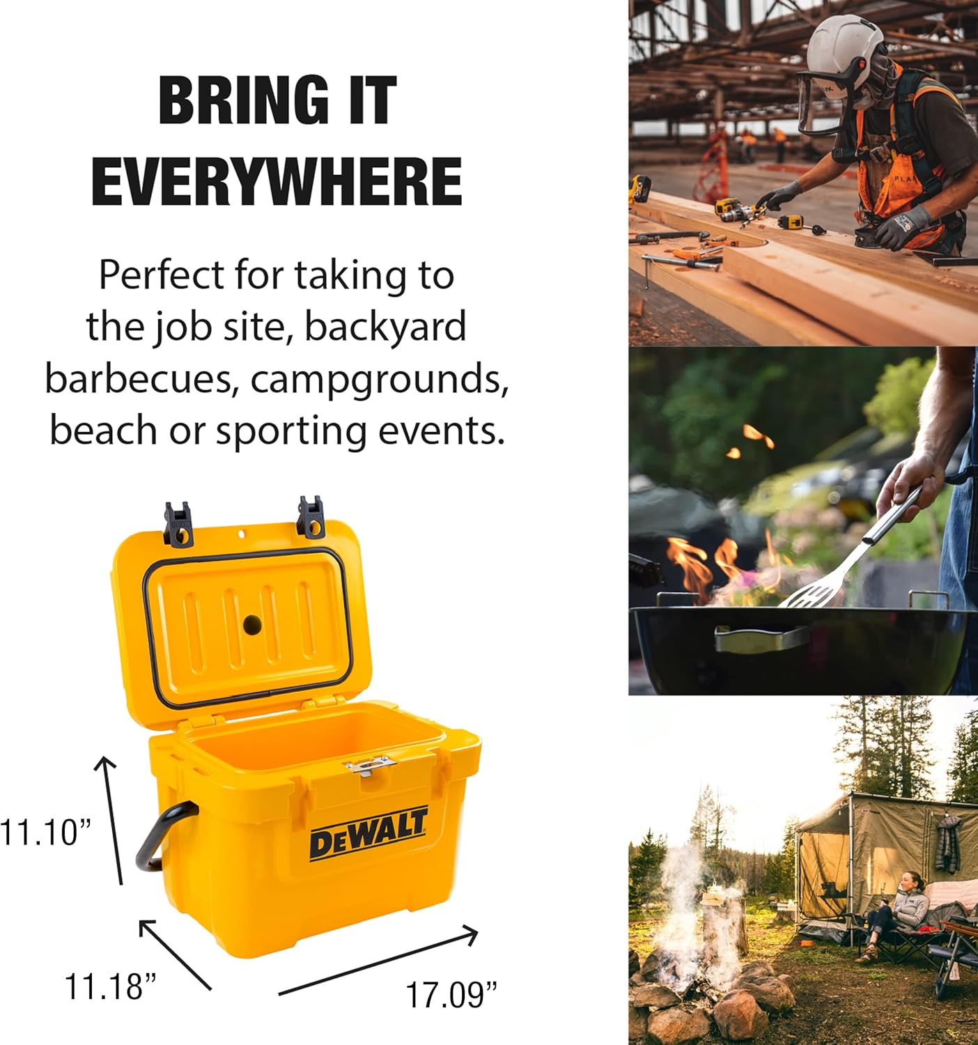 DEWALT DXC10QT 10 Qt Roto Molded Cooler, Yellow image number 3