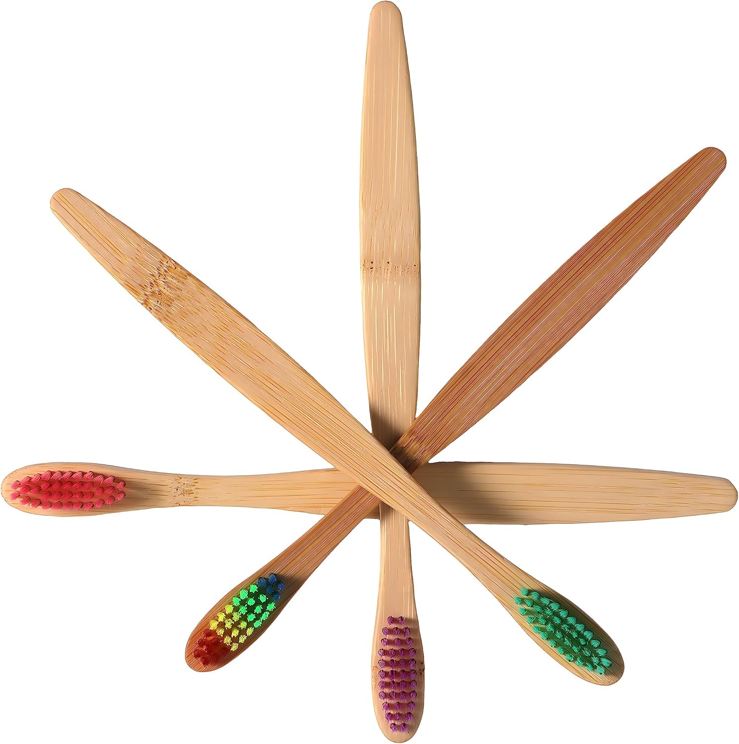 10PCS Colorful Natural Bamboo Toothbrush Set Soft Bristle Individually Wrapped (Multi-Colors) image number 4