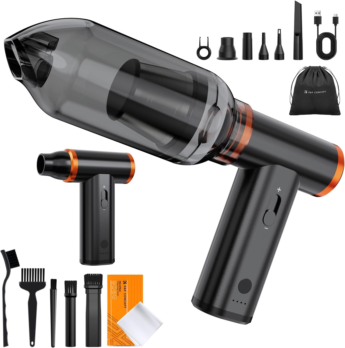 K&F Concept Electric Compressed Air Duster - 300000RPM Vacuum Cleaner, 3 Gear Adjustable, Super Wind Power, Rechargeable Brushless Motor for Deep Computer Clean, Keyboard, Car, Home, Outdoor