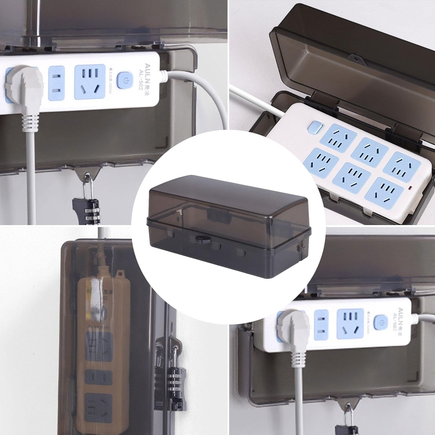Weatherproof Electrical Box,Outdoor Power Strip Storage Cable Management Box | Rain-Proof Weather Proof Plug Box with Lock Outdoor Extension Lead Cover for Protect Outlet, Plug, Socket