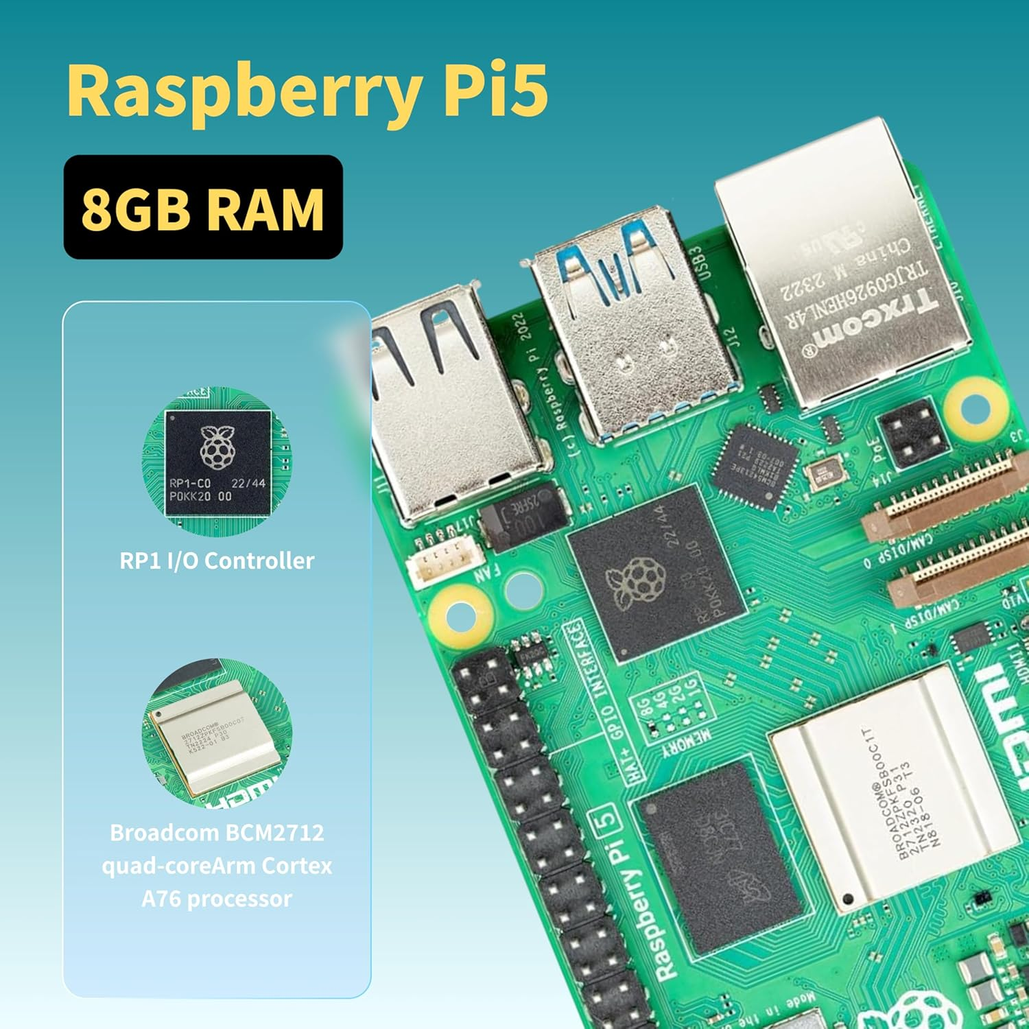 Irasptek Starter Kit for Raspberry Pi 5 8GB Ram-Pre-Loaded with 128GB Edition Raspberry Pi OS (Aluminum Case) image number 1