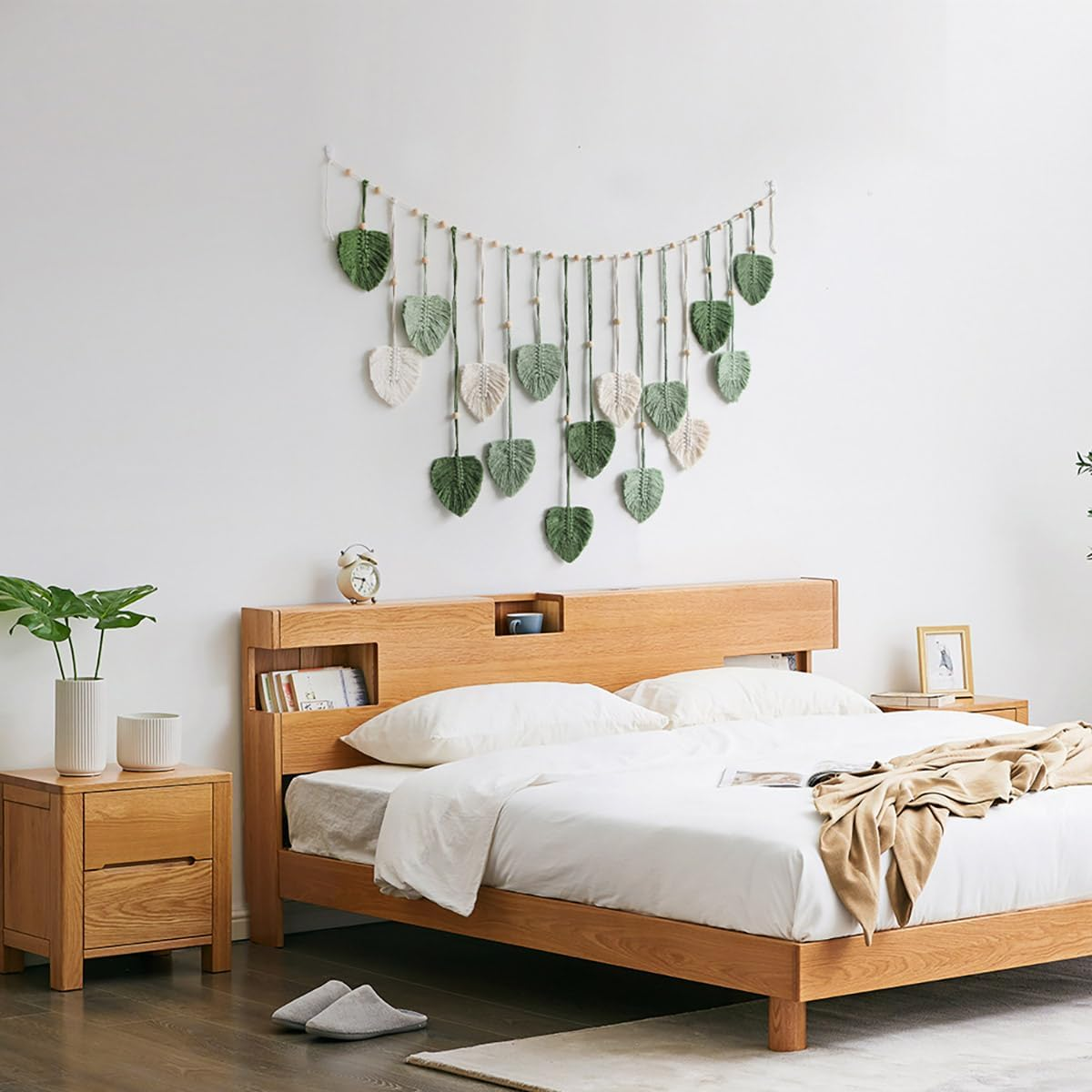 AIMALL Handwoven Cotton Leaf Wall Hanging Bohemian Tassel Tapestry for Kids Room, Bedroom, Living Room, Nursery D&eacute;cor 47.2 X 29.5 In image number 4