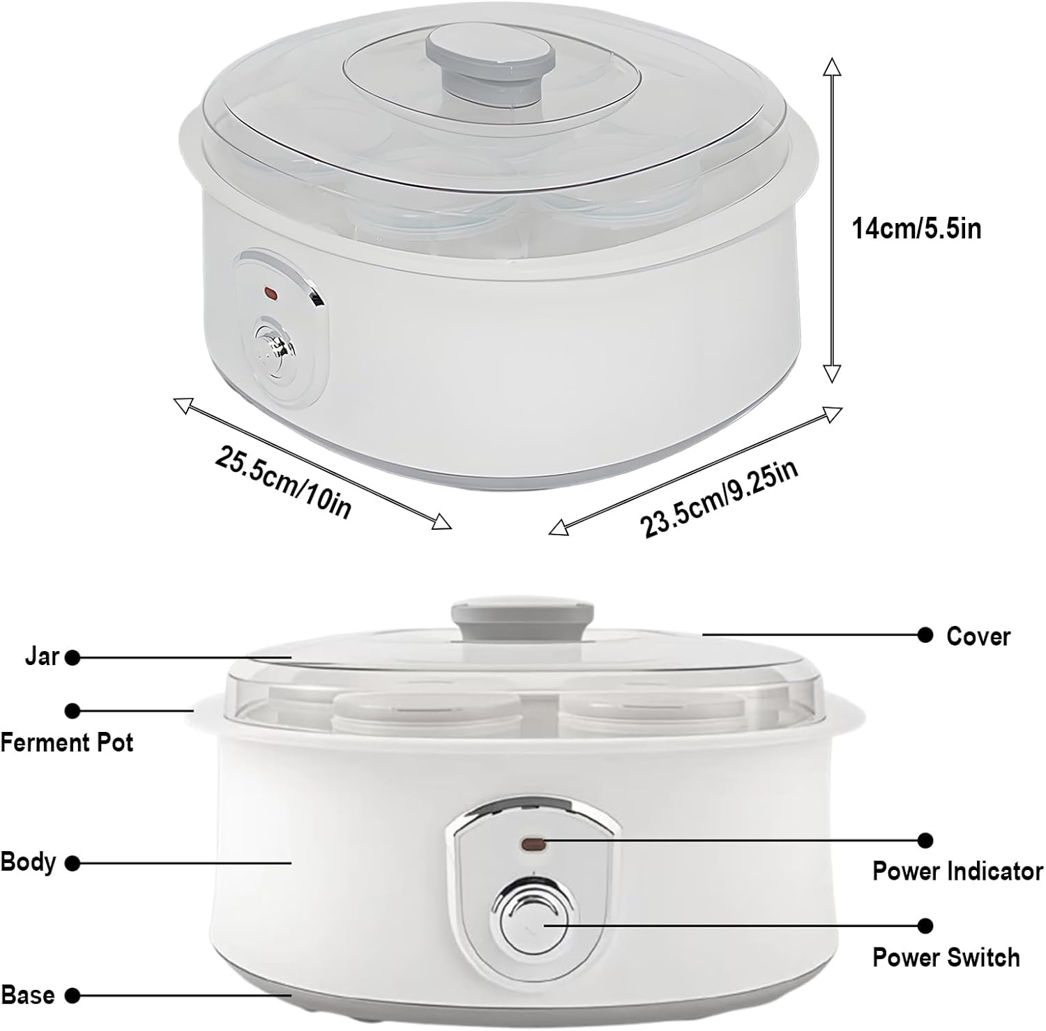Yogurt Maker 1.5L Automatic Yogurt Maker, PTC Constant Temperature Heating, with 7 180Ml Glass Cups, White image number 2