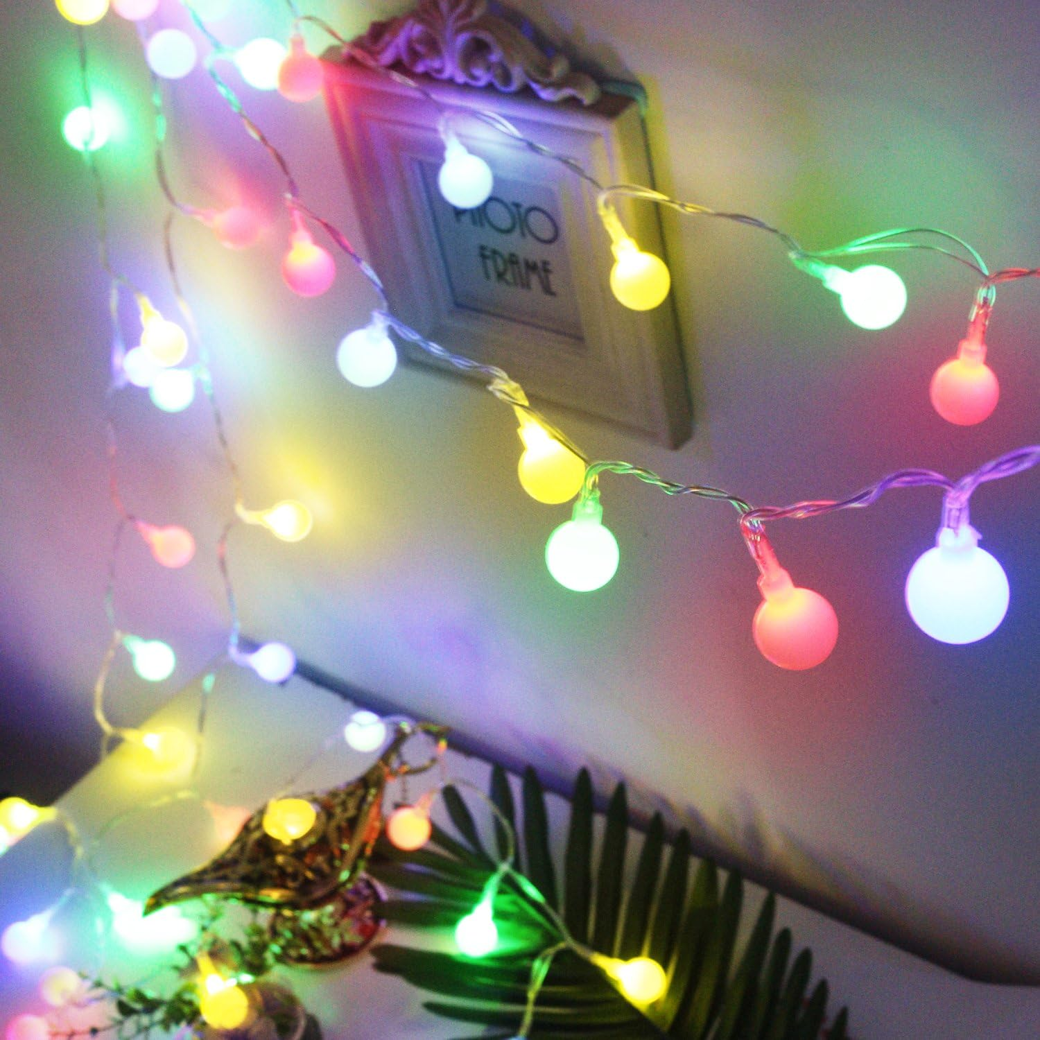 Bluefire Globe String Lights, 50 LED Globe Fairy Lights for Bedroom, 8 Mode Fairy String Lights Battery Operated for Wedding Party Birthday Christmas Gardens Decoration(Multicolor) image number 3