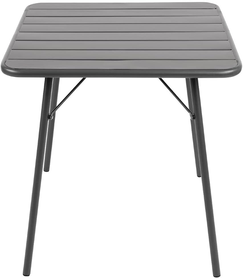 Bolero Steel Slatted Square Folding Bistro Table, 700 Mm Length, Grey image number 3