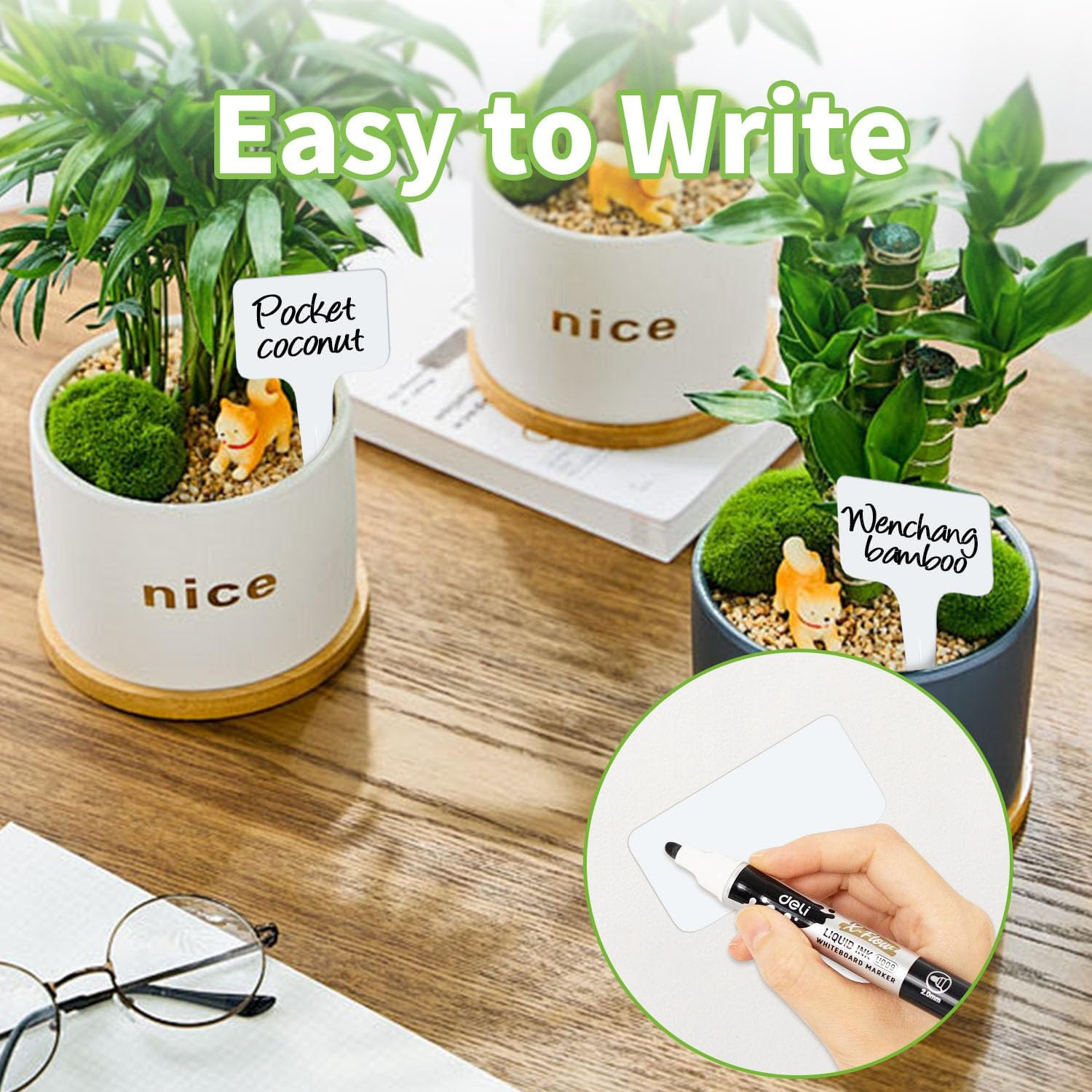 Funcyboo 150 PCS Plant Labels Plastic T-Type Tags, 2.4 X 4 Inch Outdoor Waterproof Plant Markers Reusable Garden Signs for Potted Garden Vegetable Seedling Labeling(White) image number 5