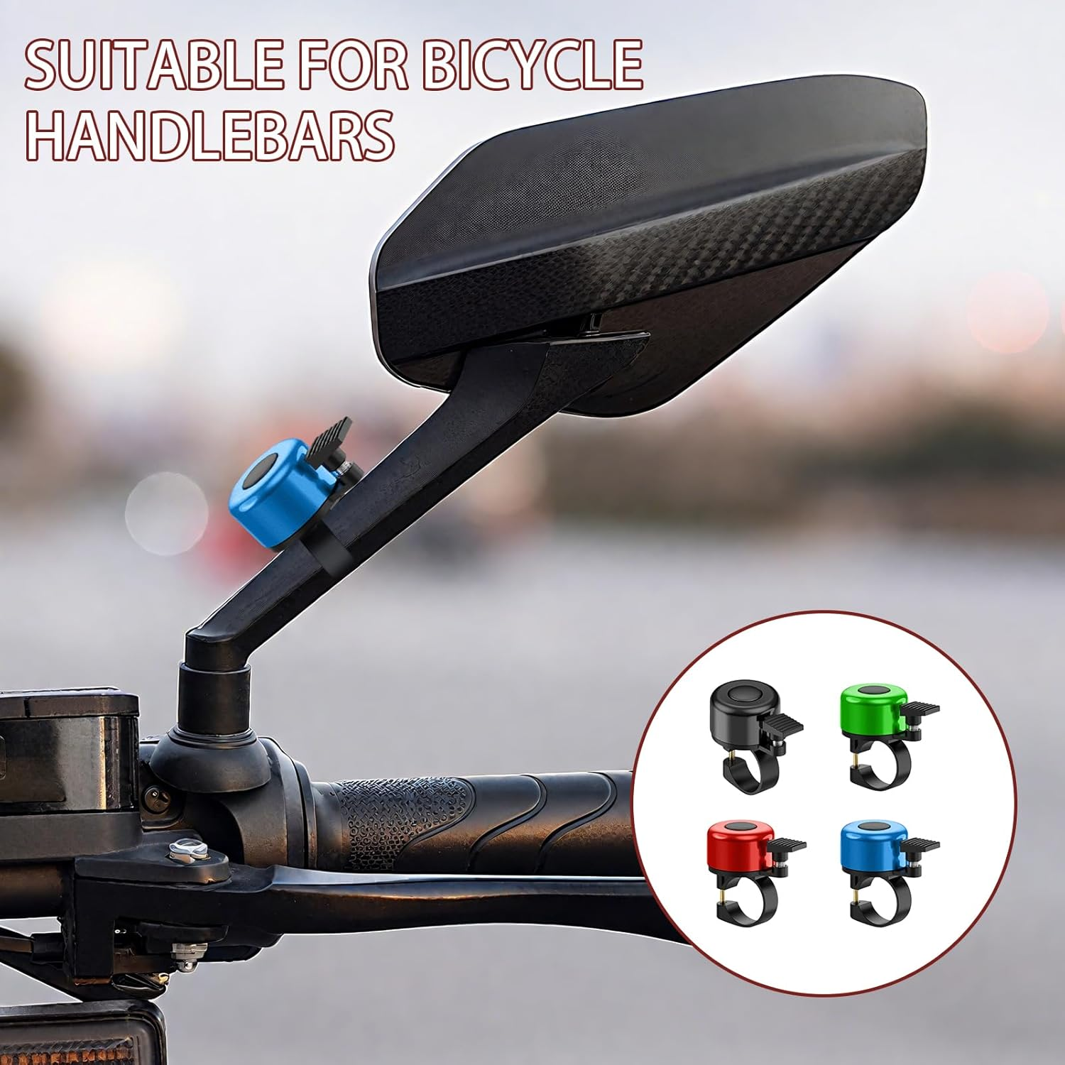 4 Pcs Bike Bell,Cycling Equipment,Bicycle Bell,Perfectly for Road/Mountain/Commuter Bikes. (Black, Blue, Red, Green image number 2
