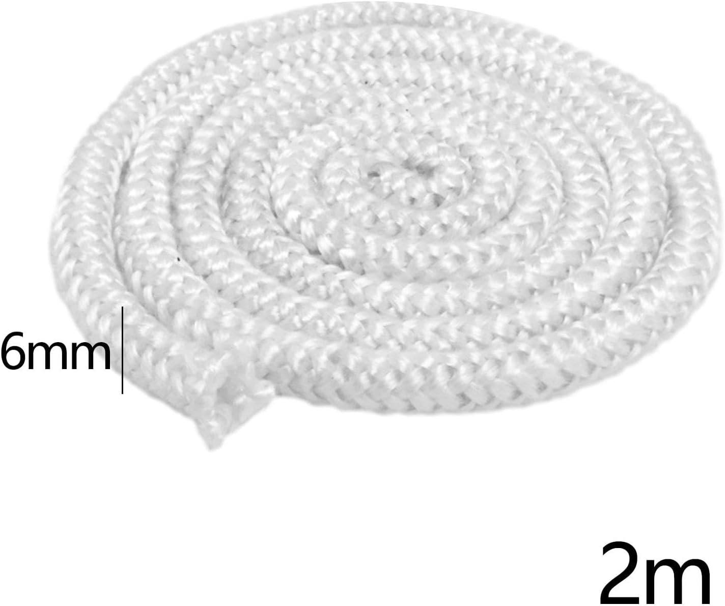 Fireplace Seal Rope Cord 2 Meter Gasket Cord High Density Fire Resistance Fibreglass Rope Stove Rope Door Seal Gasket 1 Piece, 6Mmx2M image number 2