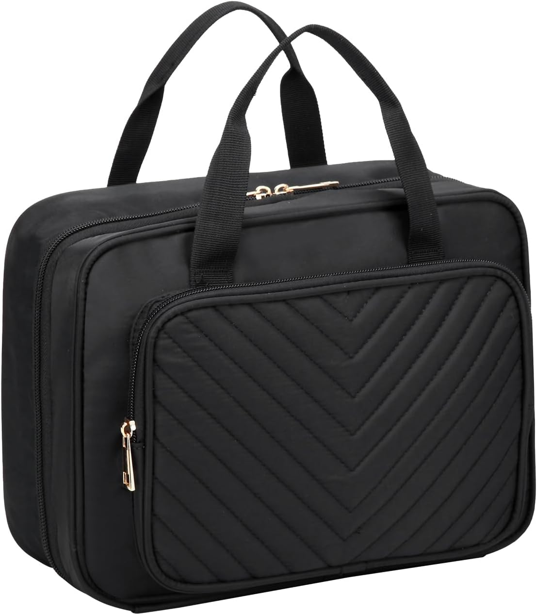 Toiletry Bag for Women Mens, Kasqo Water Resistant Large Hanging Travel Toiletry Bag Portable Shaving Makeup Cosmetic Organizer with Luggage Sleeve for Daily Gym Business Trip, Black