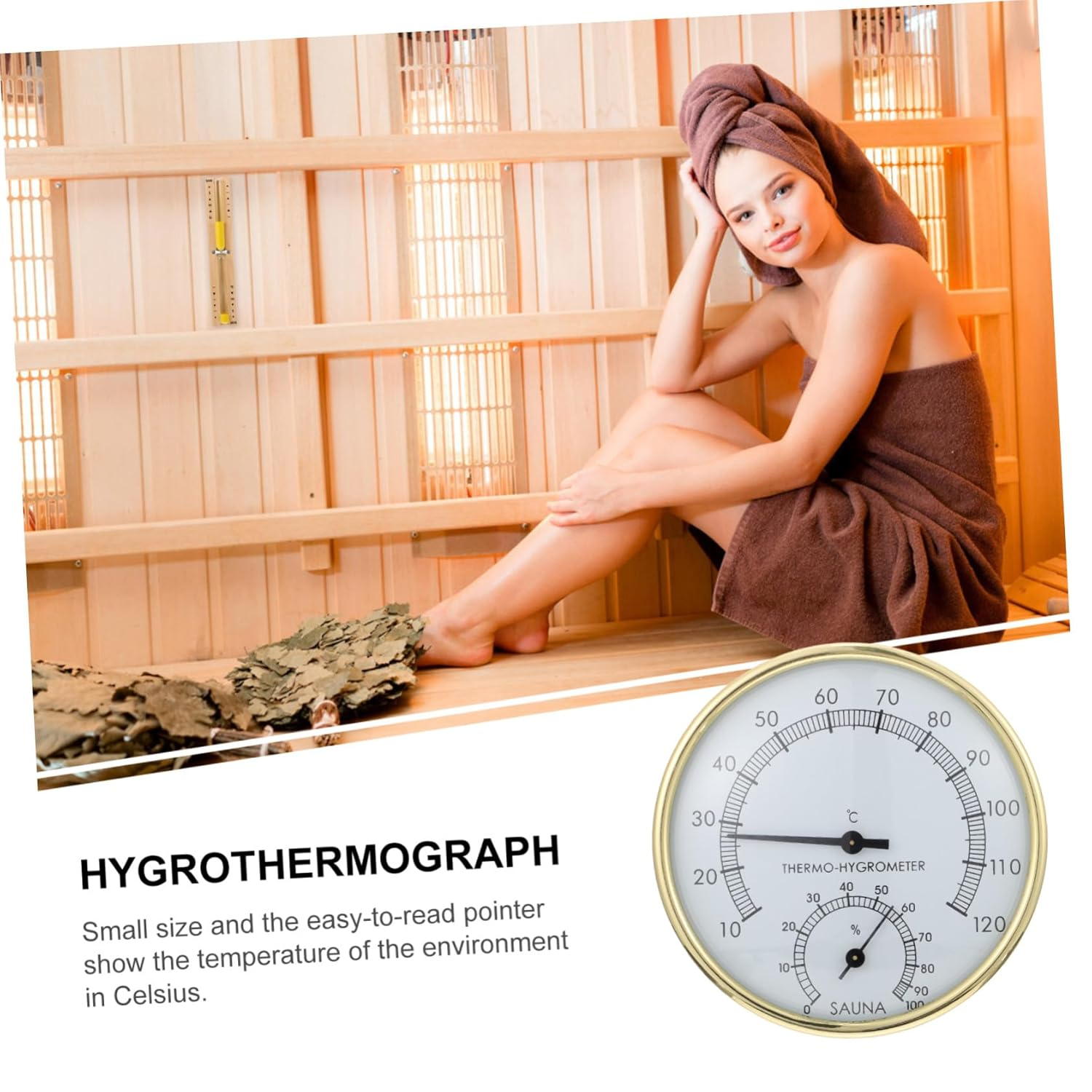 UPKOCH High Precision Sauna Hygrothermograph Thermometer Hygrometer with Design Sauna Accessory for Accurate Temperature and Humidity Display image number 4