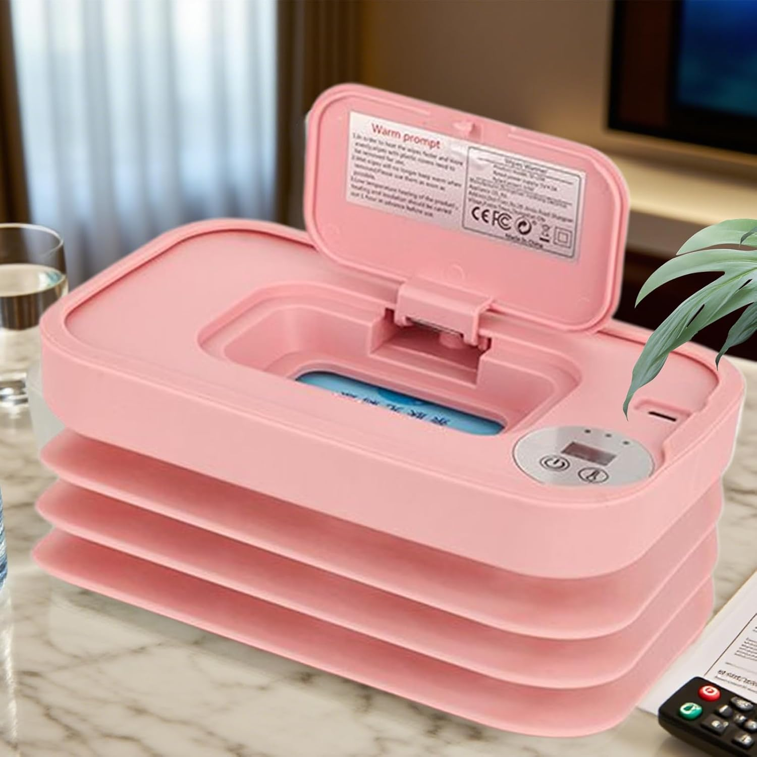 Baby Wipe Warmer,Portable Wipe Warmer and Dispenser Cordless | 3 Modes Baby Supplies for Road Trips Business Trips Traveling Car - Pink image number 4