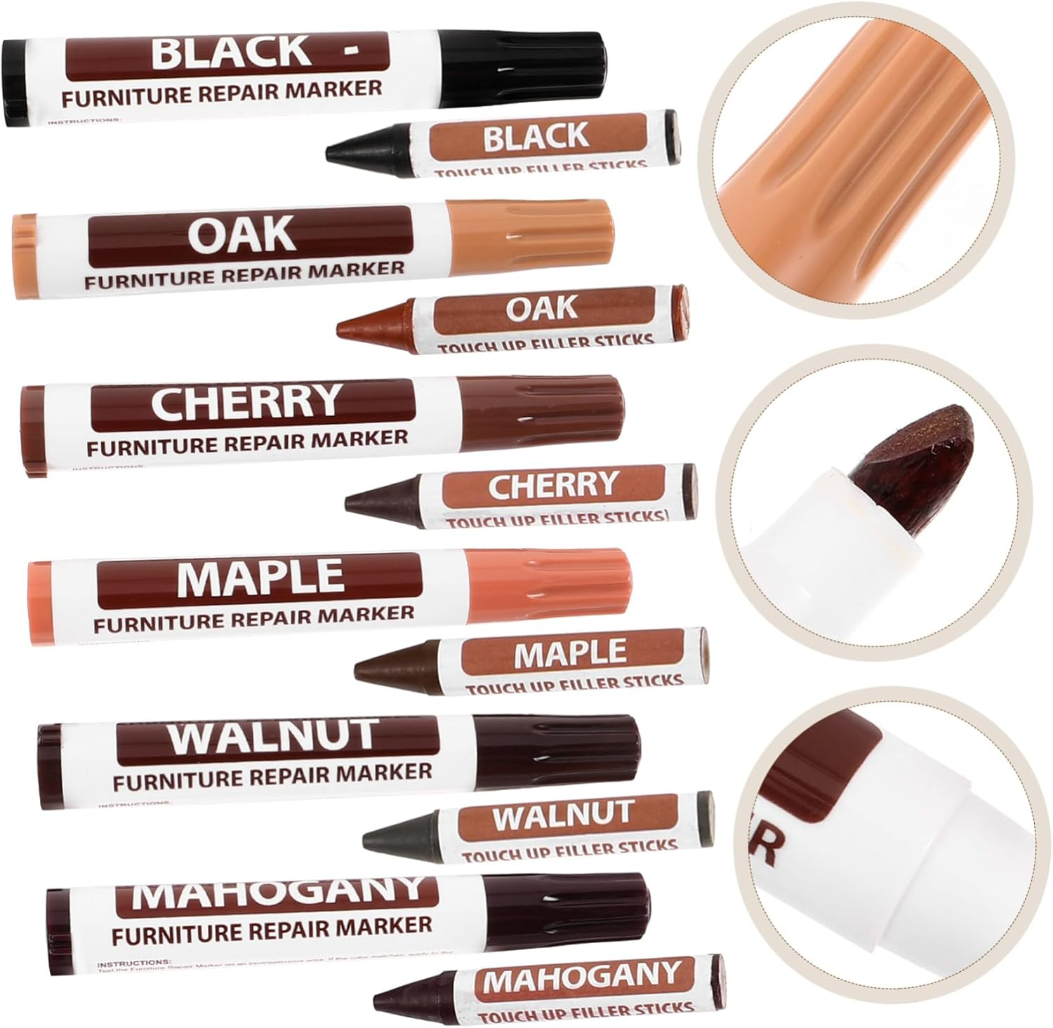 Furniture Touch-Up Markers Wood Scratch Repair Paint Pen Multi-Function Paint Markers for Wood Floor Repair Kit Convenient Drawing Pens image number 3