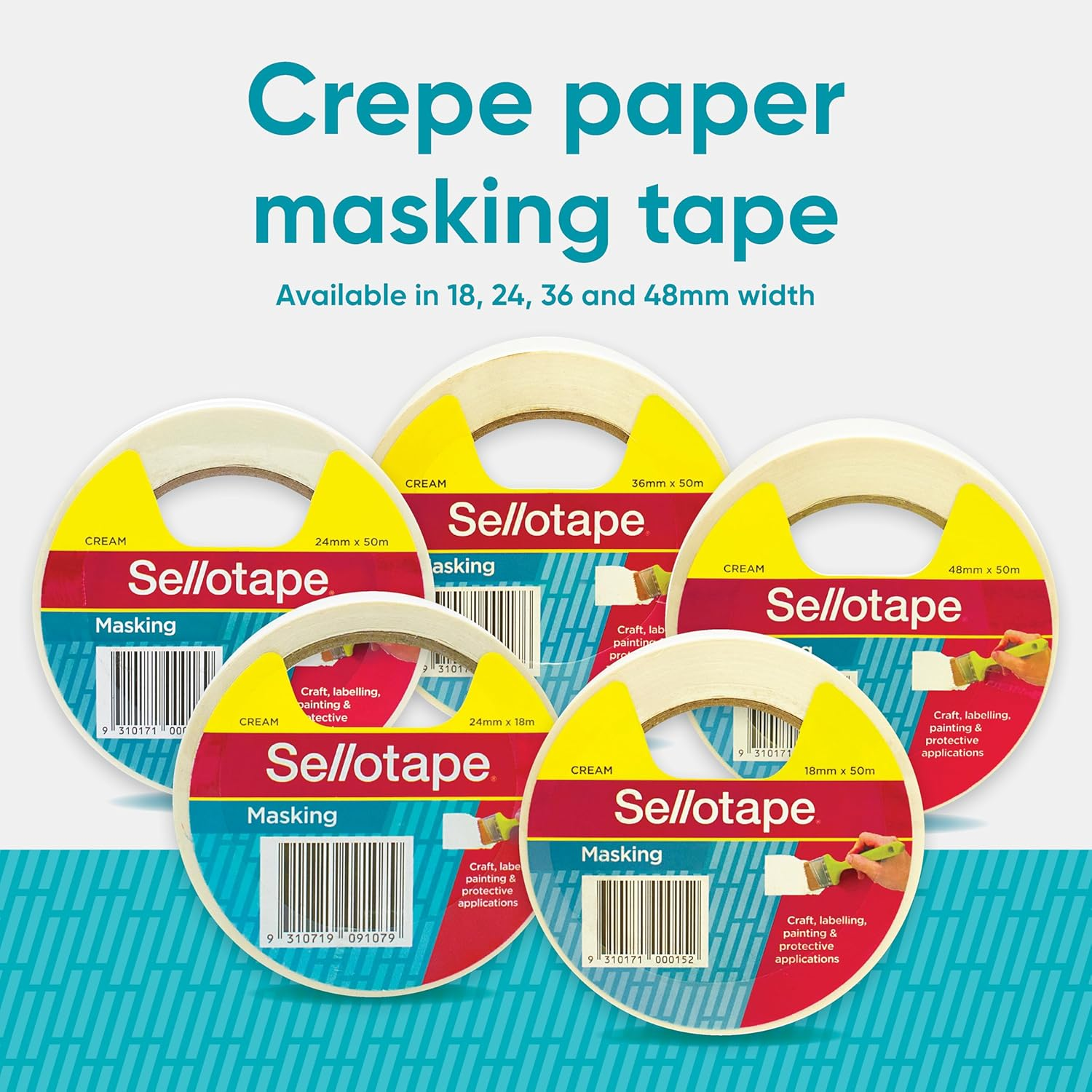 Sellotape Masking Tape, Easy Tear, Writable Surface, Residue-Free Removal, Ideal for Painting, Craft Use, Labelling, Light Bundling, Includes 24Mm X 18M Roll (Box H/S) image number 1