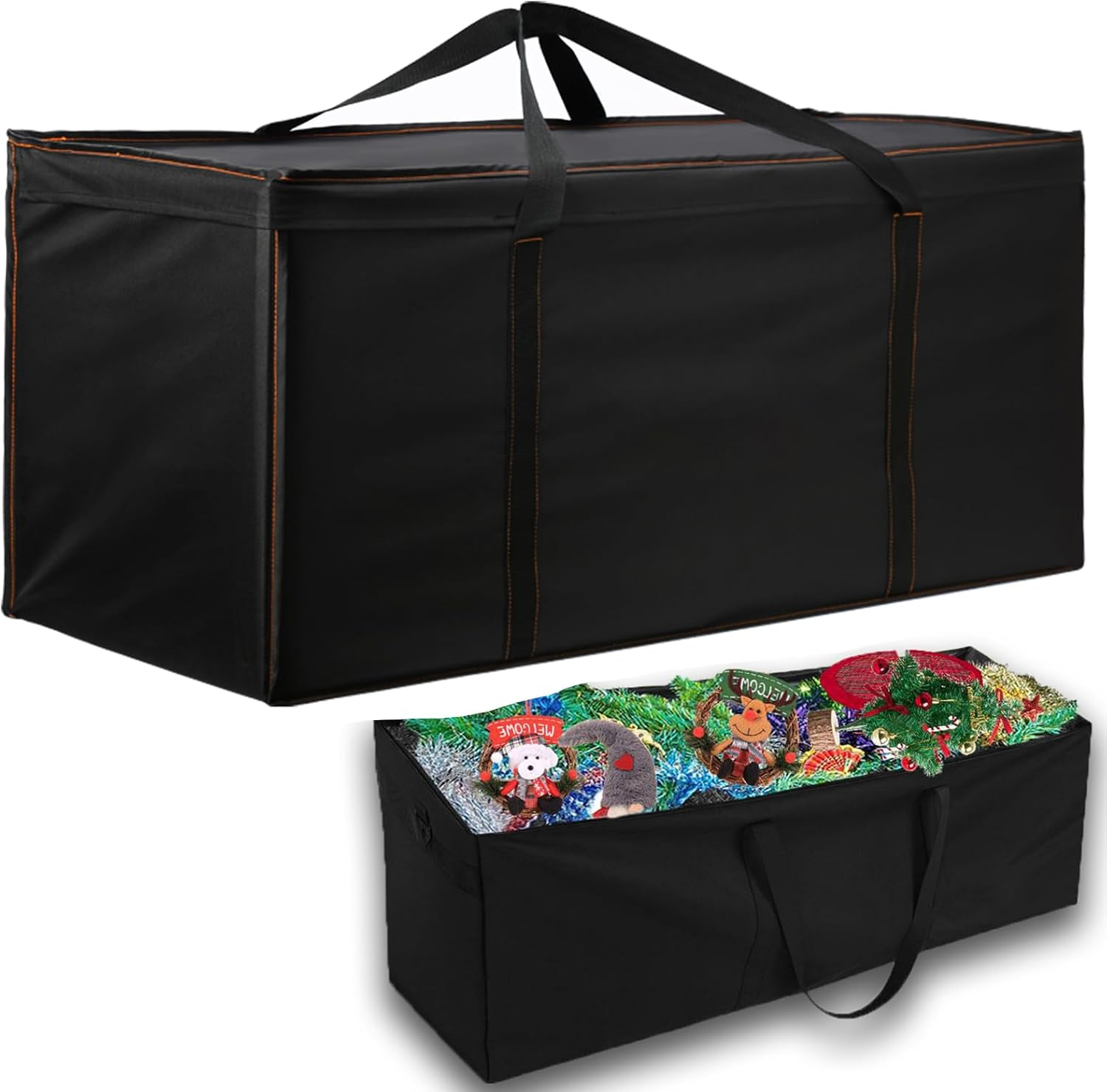 Enzeno Garden Furniture Cushion Storage Bag, 420D Oxford Fabric Waterproof, Anti-Uv Heavy Duty Christmas Tree Storage Bag with Carry Handle and Zipper (175X75X55Cm), Black image number 6