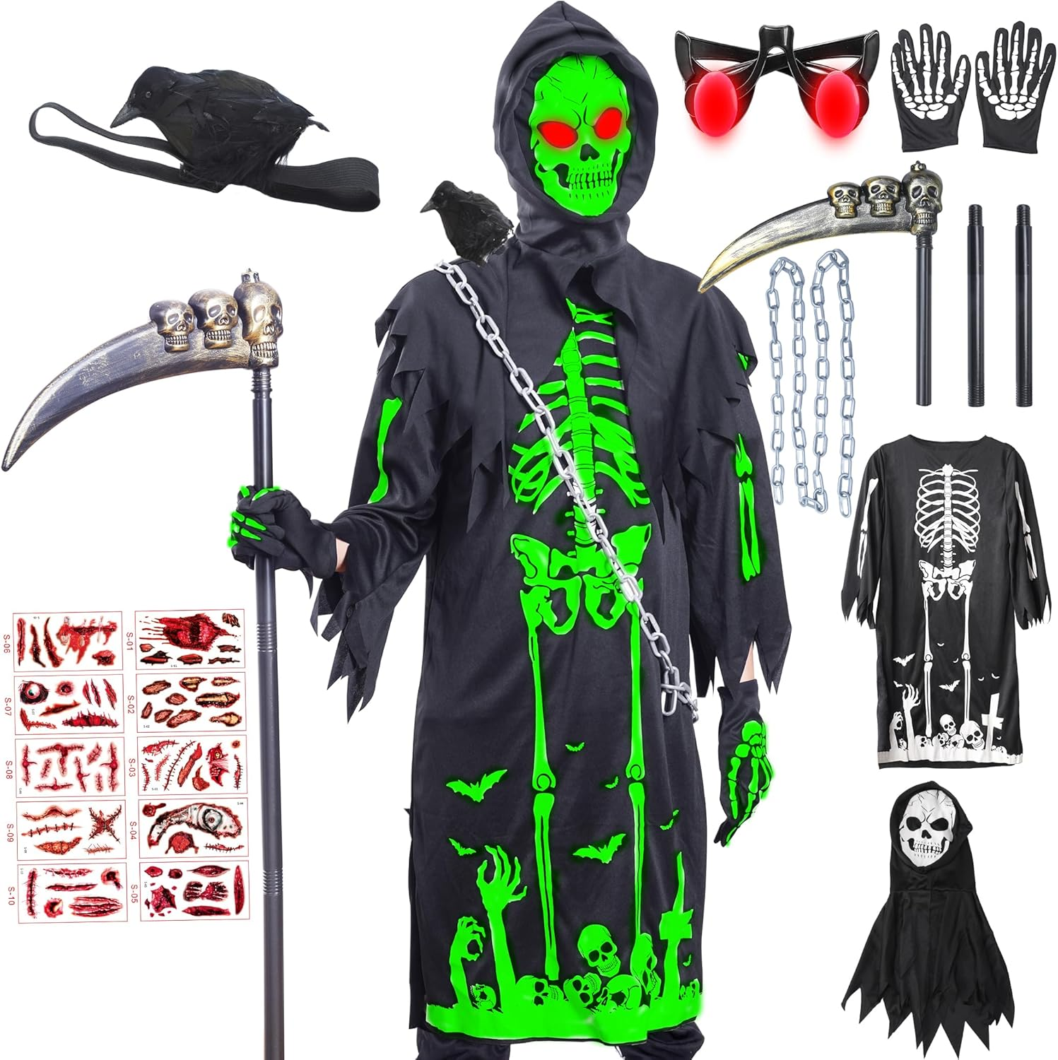 Skirfy Halloween Costumes,Glow in the Dark Cosplay Costumes image number 5