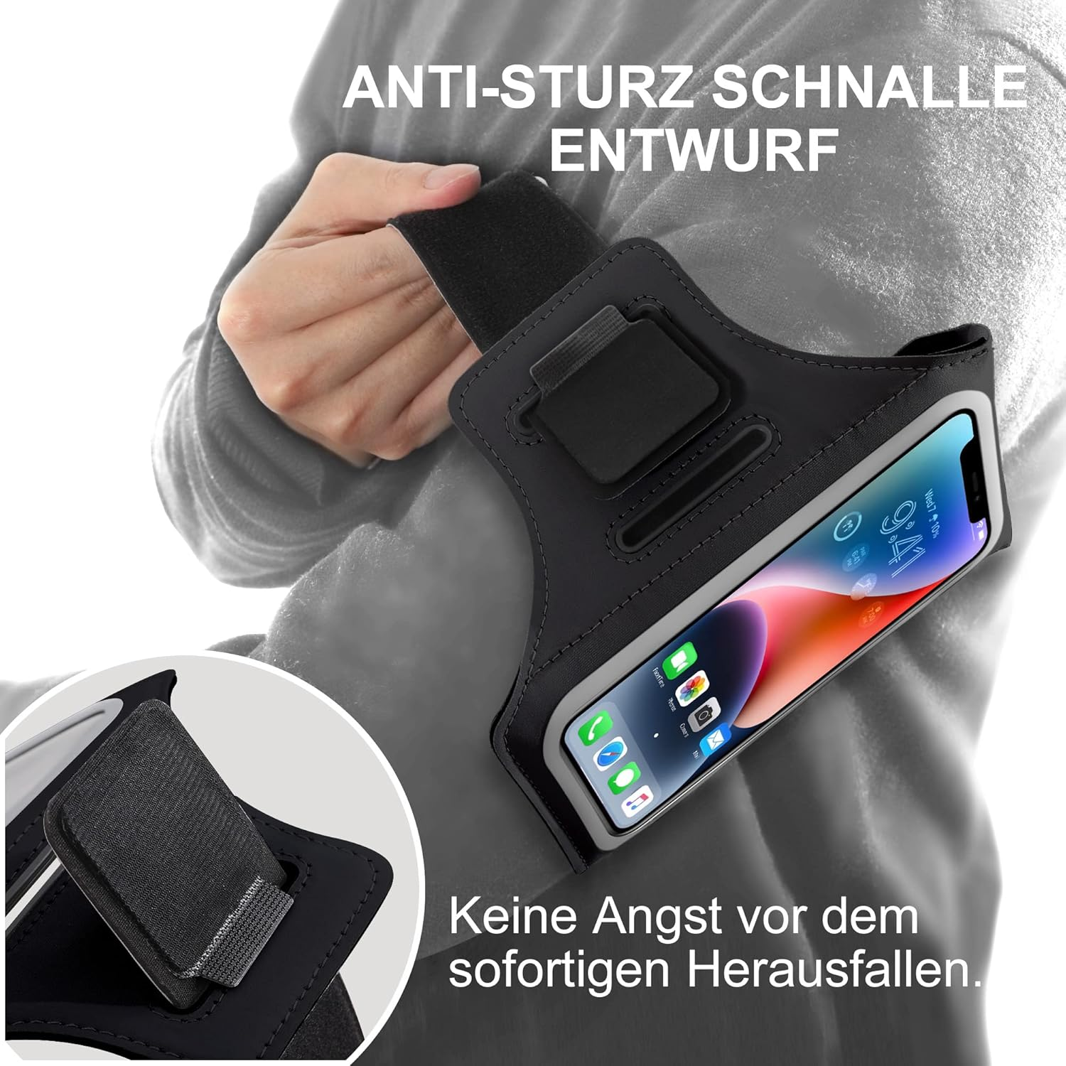 Mobile Phone Case Running Armband Jogging Sports Mobile Phone Holder Arm with Airpods Case for Iphone 16/15/14/13/12 Pro Max Galaxy S24+/S23+/S22/S21/S20 (6.2 Inches ~ 6.8 Inches) image number 1