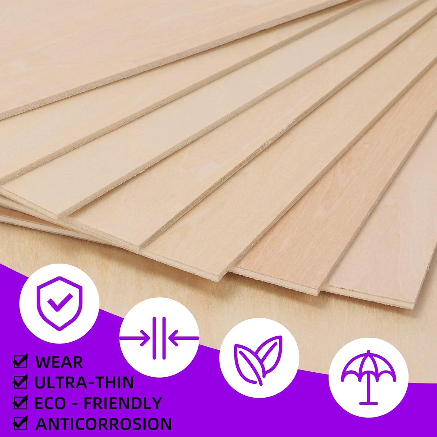 Swpeet 16Pcs 3 Sizes Basswood Sheets Kit - 7.87 Inch and 11.8 Inch Square Thin Wood Plywood Board with Trimmer Pen Knife - Natural Unfinished Wood for Crafts