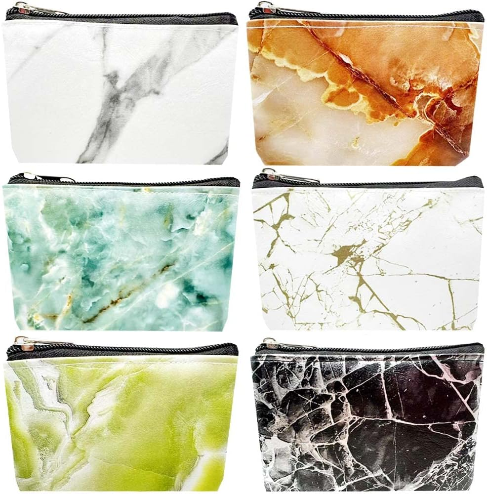 Happydaily 6 Pack Canvas Zipper Bags Small Makeup Bags Lipstick Cosmatic Organizer Small Storage Pouch Carrying Purse, Pink/Blue/Red/Yellow/White/Black, Small (3.1" X 5.1"), Classic Makeup Bags Set