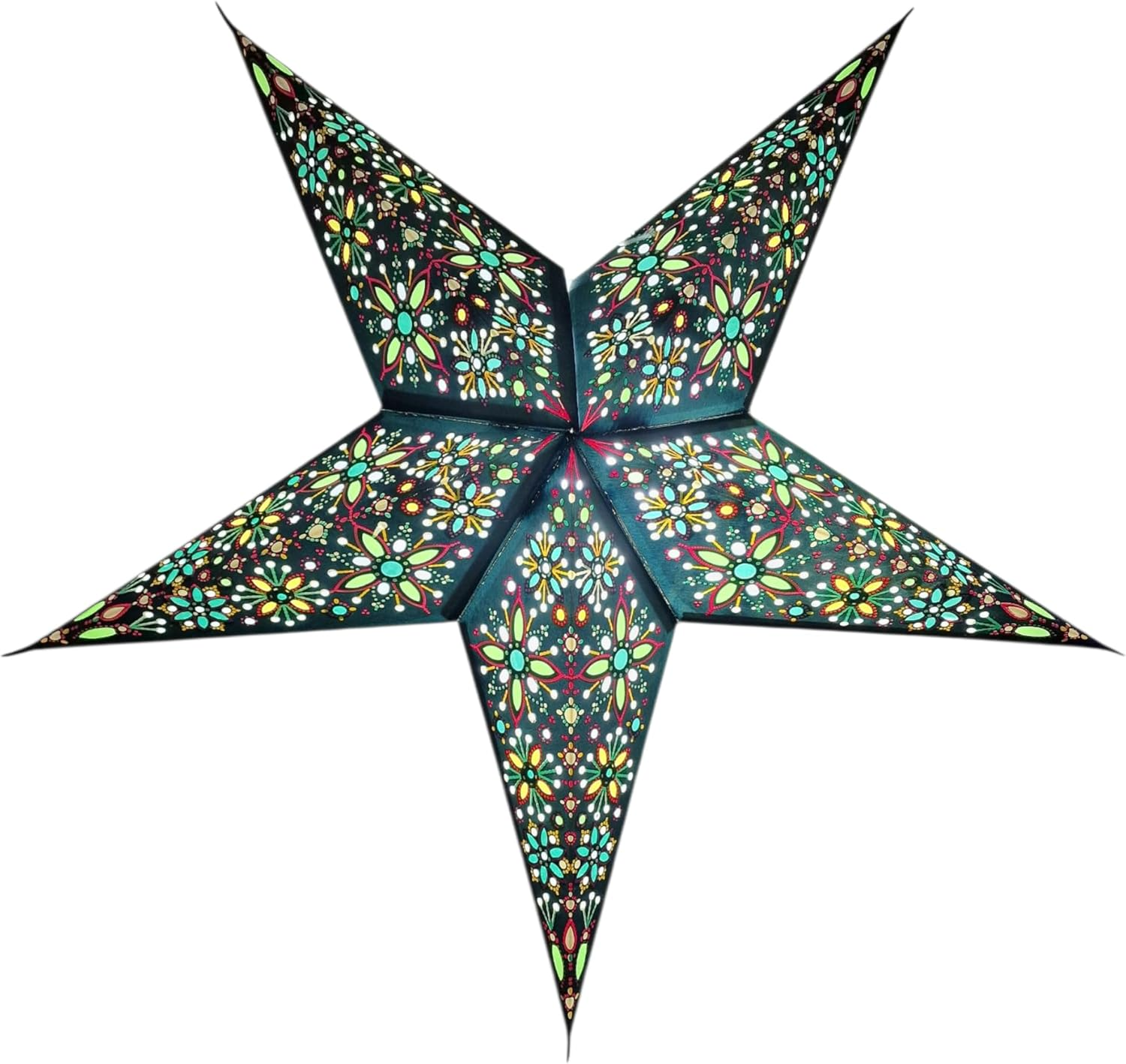 YEPSIO Lantern Lampshade Paper Star Light Shades Large 60Cm Hanging Decorations for Christmas Wedding Home Decoration Birthday Party Foldable 5 Pointed Star (Red, Black, Yellow)