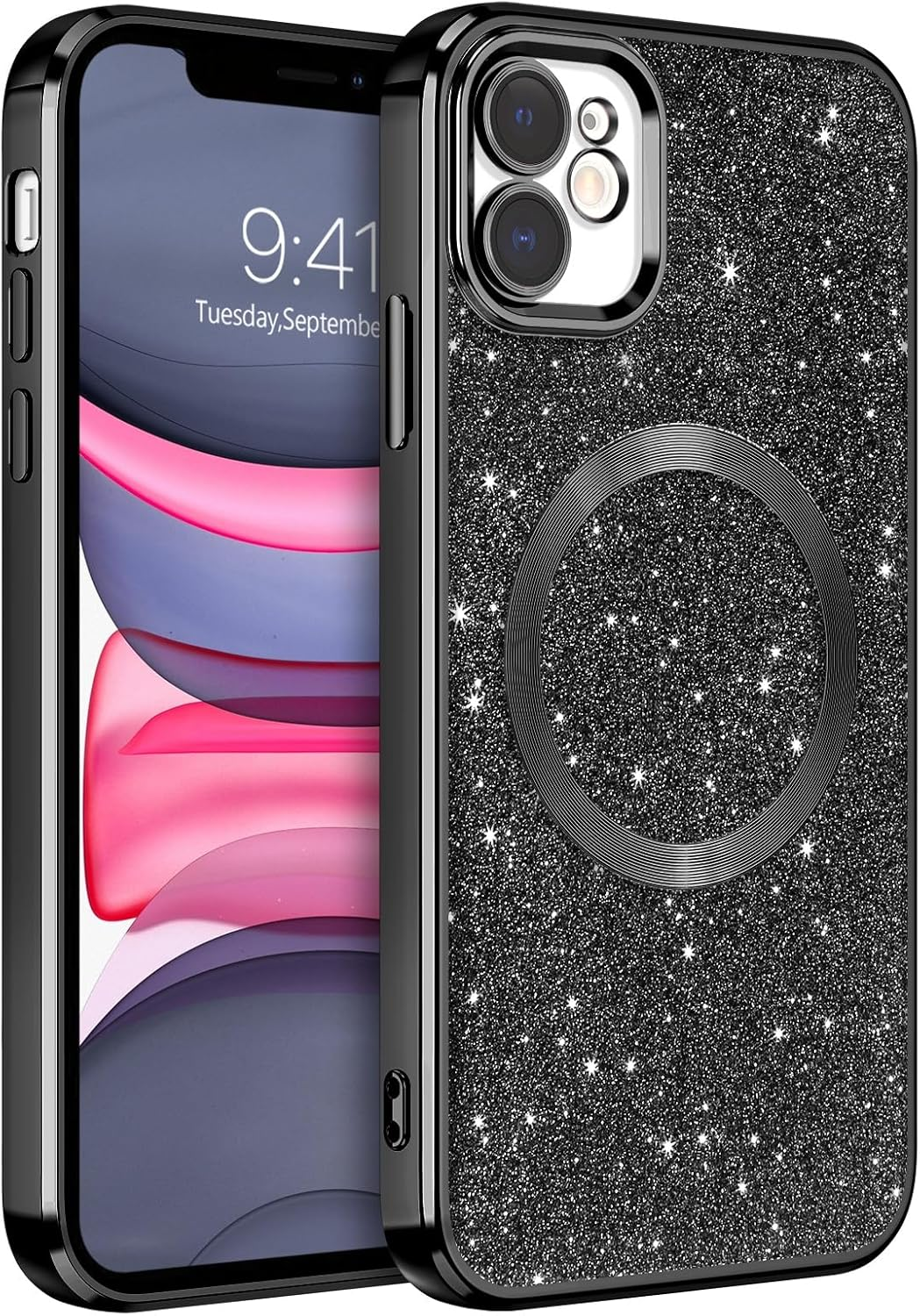 Gaobao Magnetic for Iphone 16 Pro Max Case, [Compatible with Magsafe] Luxury Sparkle Shiny Full Body Protective Slim Fit Phone Cases Covers for Iphone 16 Pro Max 6.9 Inch 2024, Purple Glitter