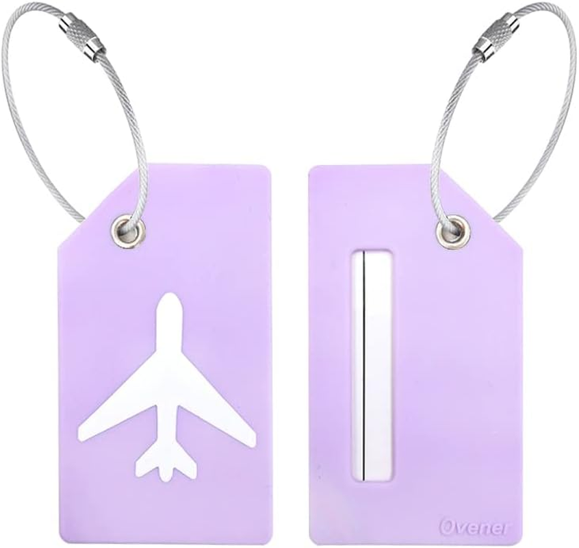 Ovener 5Pack Silicone Luggage Tag with Name ID Card Perfect to Quickly Spot Luggage Suitcase by (Purple) image number 4