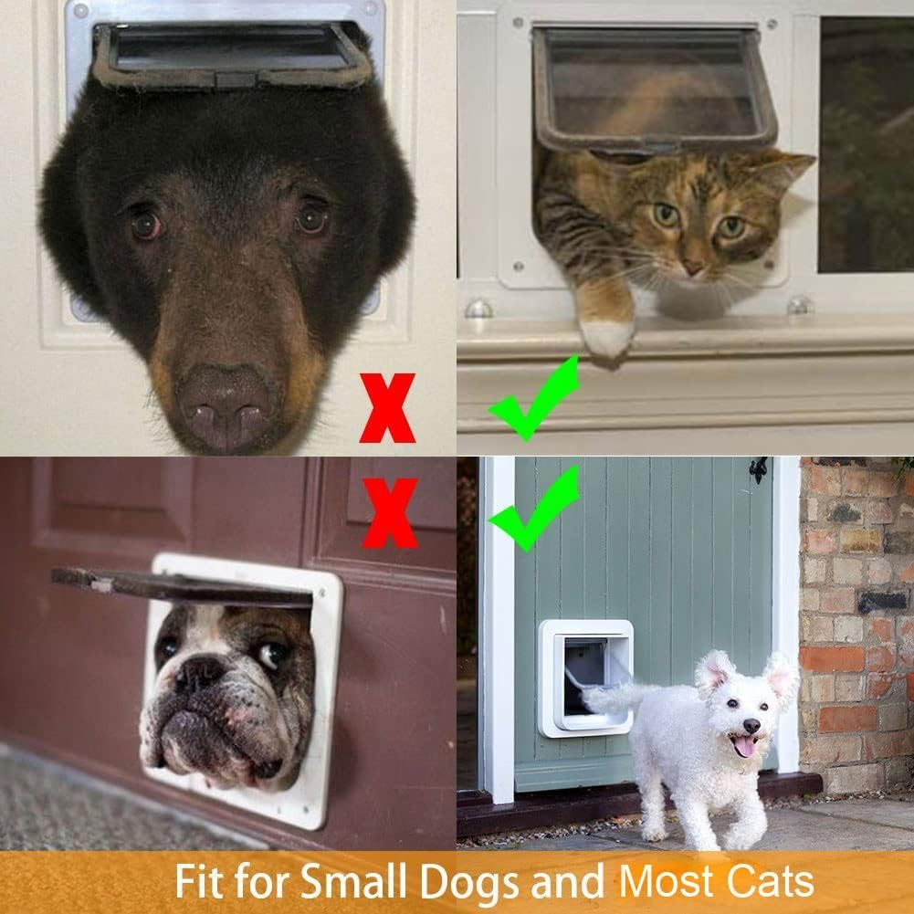 Zalati Cat Flap for Small Dogs, 4 Way Latch Exterior Doors, Weatherproof, for Puppies and Kittens, Large image number 3