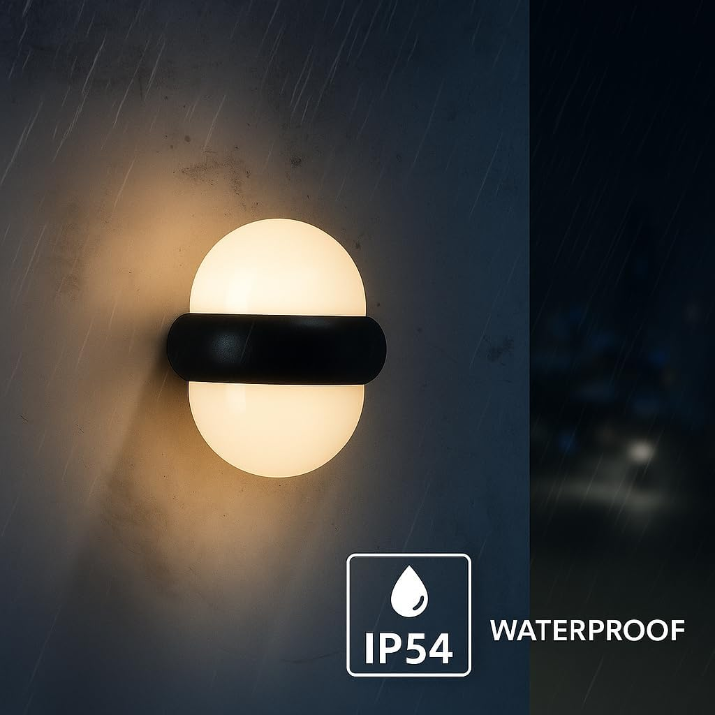 M Ledme - 10W LED Globe Wall Light, Warm White 3000K, 920Lm, 180&deg; Beam Angle, IP54 Waterproof, Ideal for Outdoor Lighting in Garden, Patio, Patio or Facade image number 1