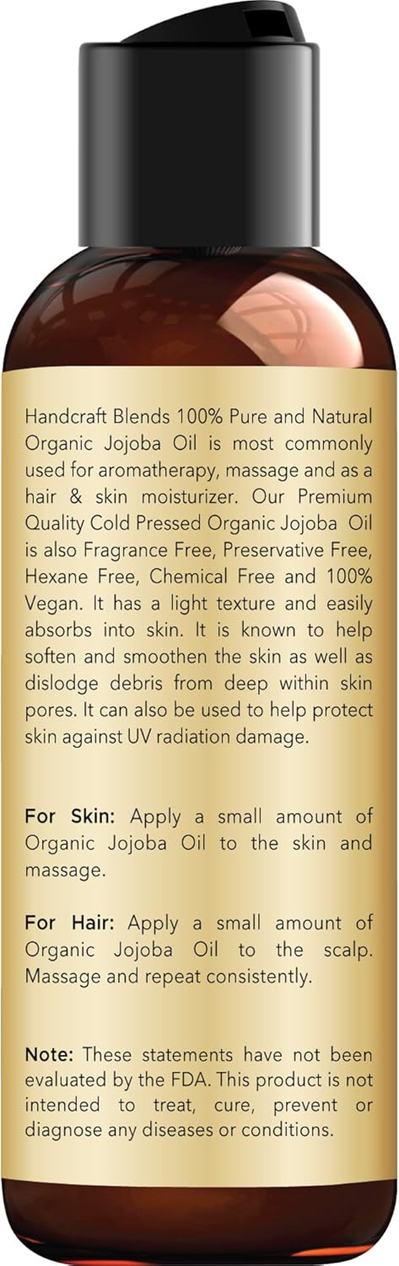 Handcraft Blends USDA Organic Jojoba Oil - Cold-Pressed 4 Fl Oz - 100% Pure and Natural - Premium Grade Carrier Oil for Skin and Hair - Hair and Body - Massage - Hexane-Free image number 4