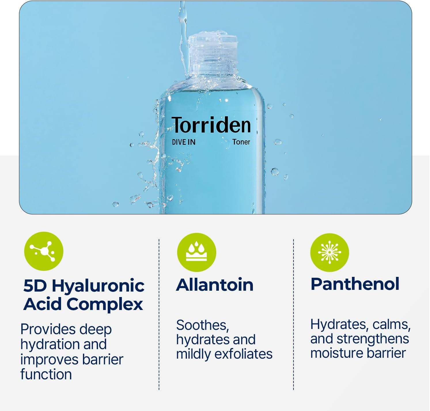 Torriden Dive-In Low-Molecular Hyaluronic Acid Toner 10.14 Fl Oz, Low Ph Facial Toning Water That Hydrates and Moisturizes Sensitive, Dehydrated, Oily Skin, Vegan Korean Skin Care image number 4