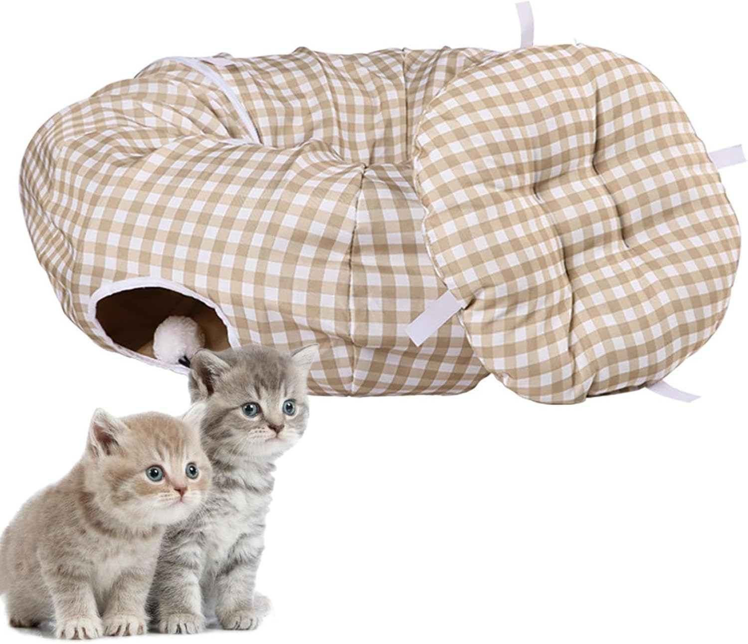 Cat Donut Bed - Foldable Cat Nest Toy Sleeping Cave with 2 Entrances | Washable Bed Donut Toy for Bedroom, Pet Store, Living Room, Garage image number 4