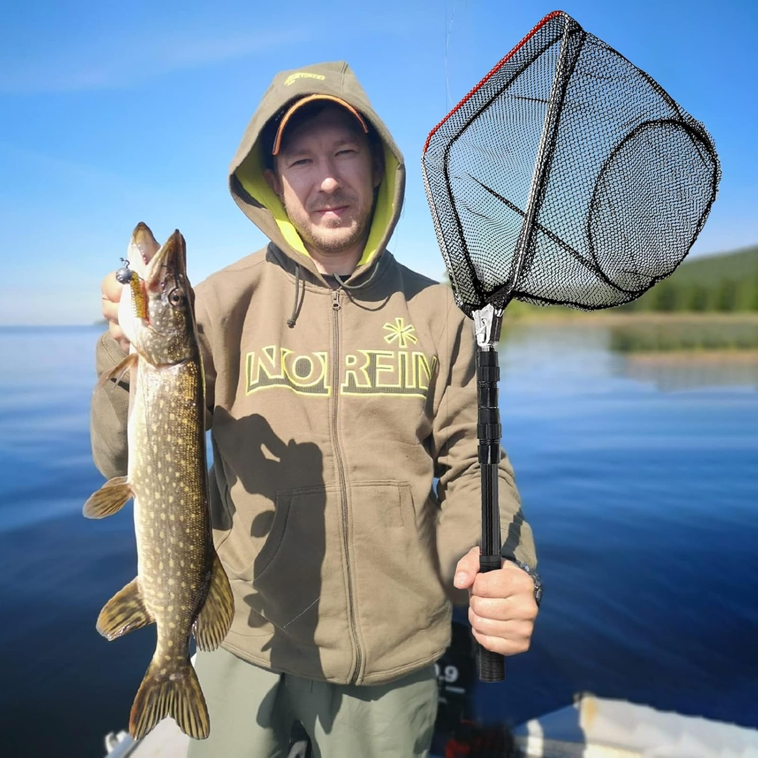 KOMCLUB Folding Fishing Net- Foldable Fish Landing Nets Collapsible Telescopic Aluminum Pole Handle for Trout, Catfish, Bass image number 3