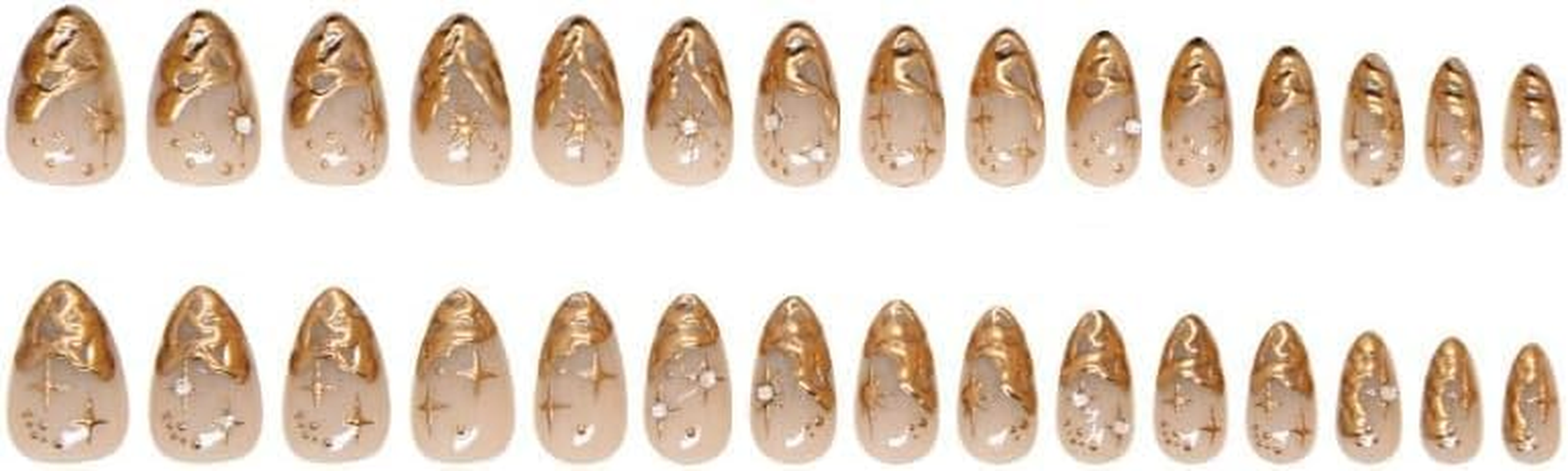 LYMCY Press on Nails French,Three-Dimensional Irregular Sun and Moon False Nails, Artificial Nails for Women and Girls -24 Pcs image number 6