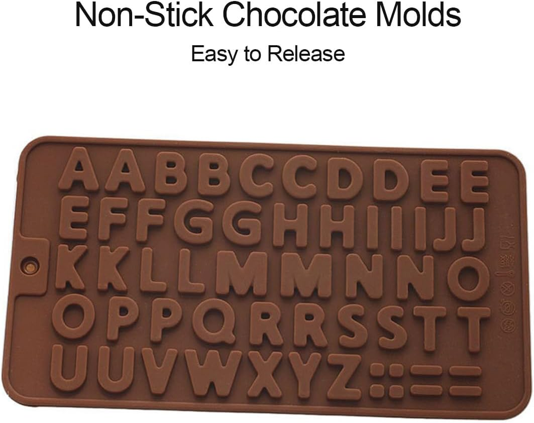 2 Pcs Chocolate Moulds,Silicone Moulds,Gummy Moulds,Alphabet Silicone Mould with Happy Birthday Cake Decorations Symbols for Cake Making Etc. image number 2
