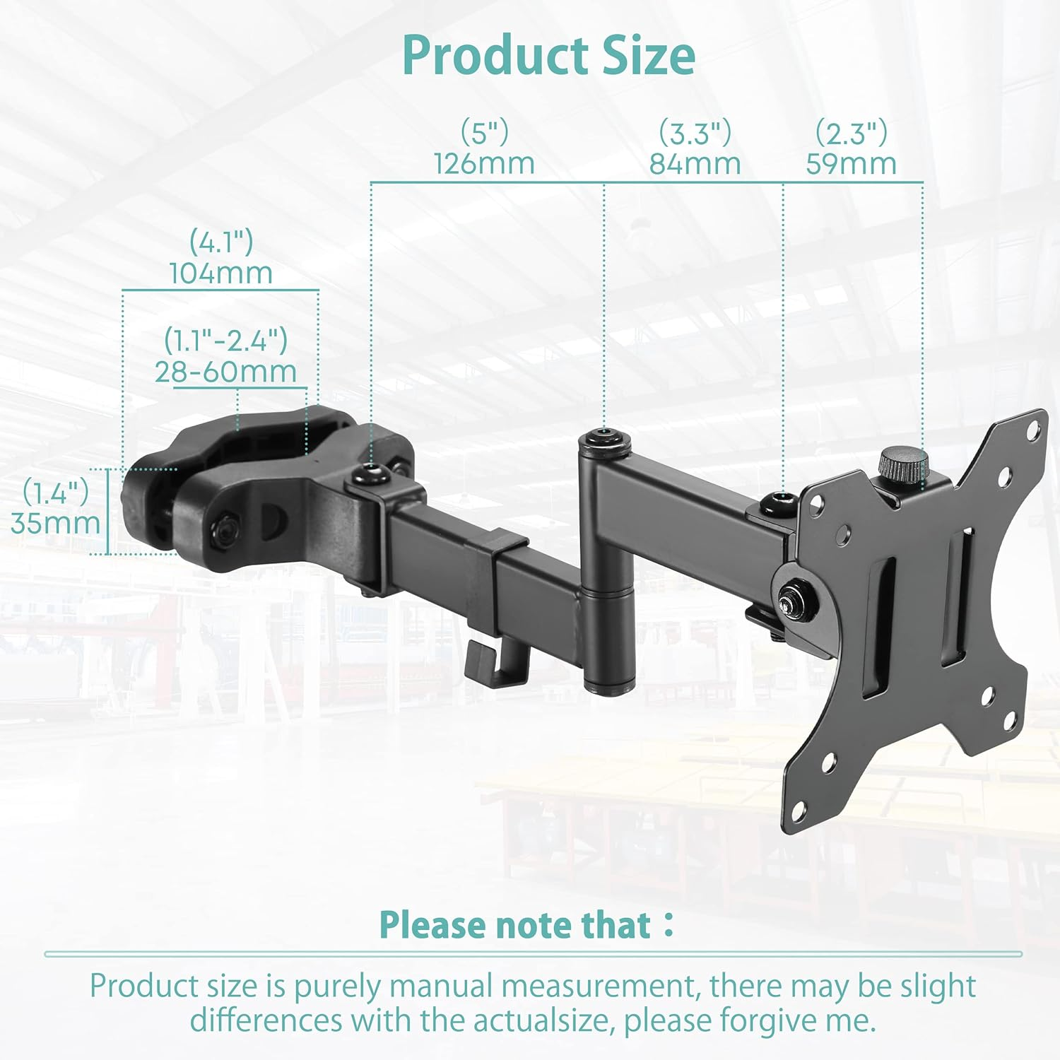 WORLDLIFT Pole Mount Monitor Arm Easy Clamp-On VESA Mount for 17-32" Screens Support up to 17.6Lbs/8Kg Compatible with 75X75 and 100X100 VESA Perfect Solution When Wall or Desk Mounting Isn'T Possible image number 5