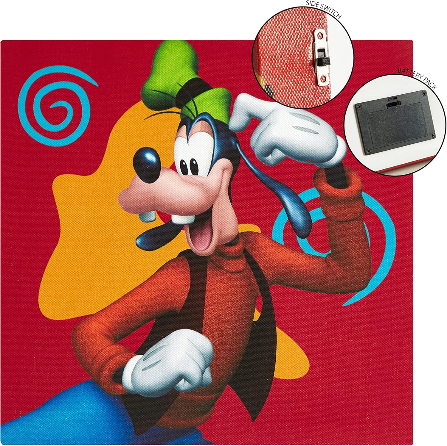 Idea Nuova Disney Mickey Mouse 4 Pack Canvas LED Wall Art Set,Childrens Wall Hanging D&eacute;cor,Each Piece 11"X11" image number 5