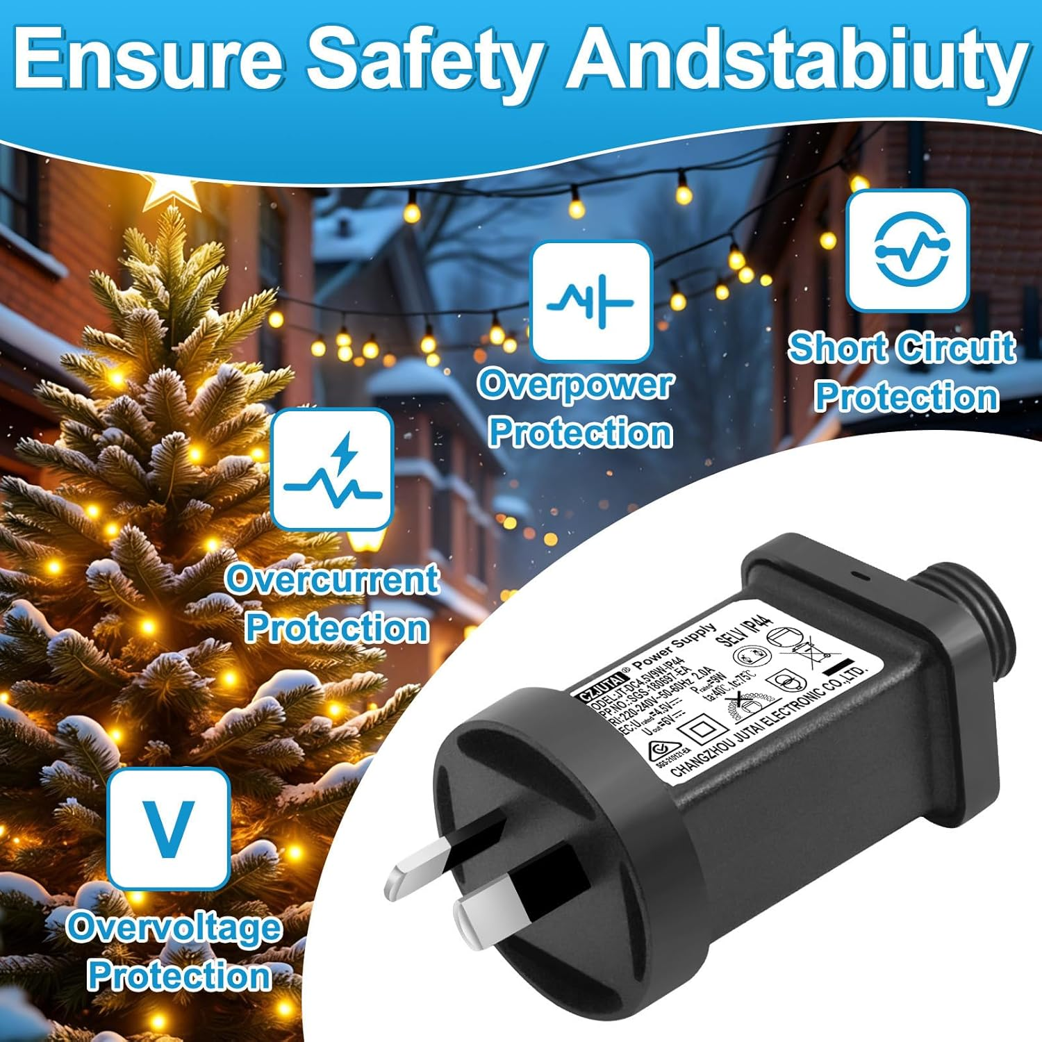 4.5V 9W Premieradapter Power Supply for CZJUTAI JT-DC4.5V9W-IP44 Christmas Lighting [A290] image number 3
