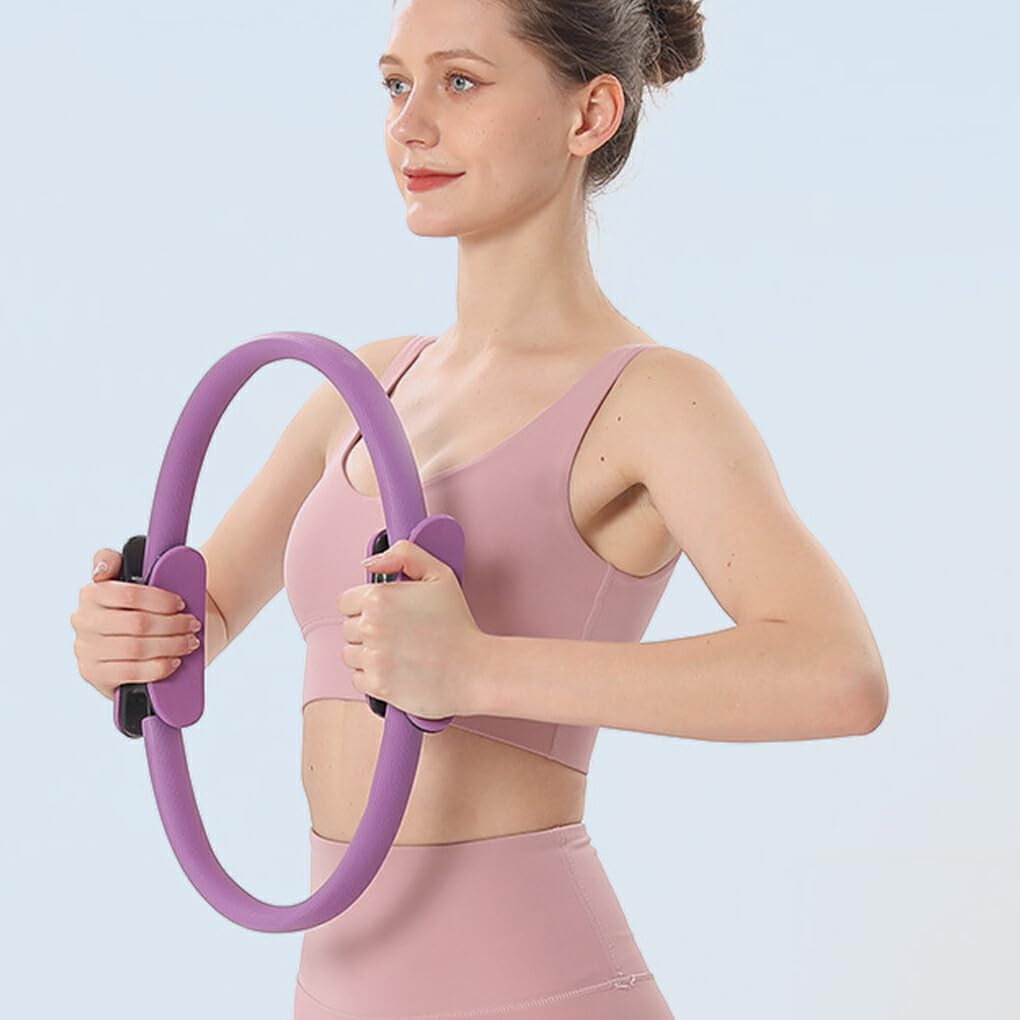 IOIUSKKU Pilates Circle Easy to Clean Comfortable and Durable Gymnastics and Women Fitness Flexible TPE Magic Ring for Sports, Pink, 37.5 * 3.5Cm image number 5