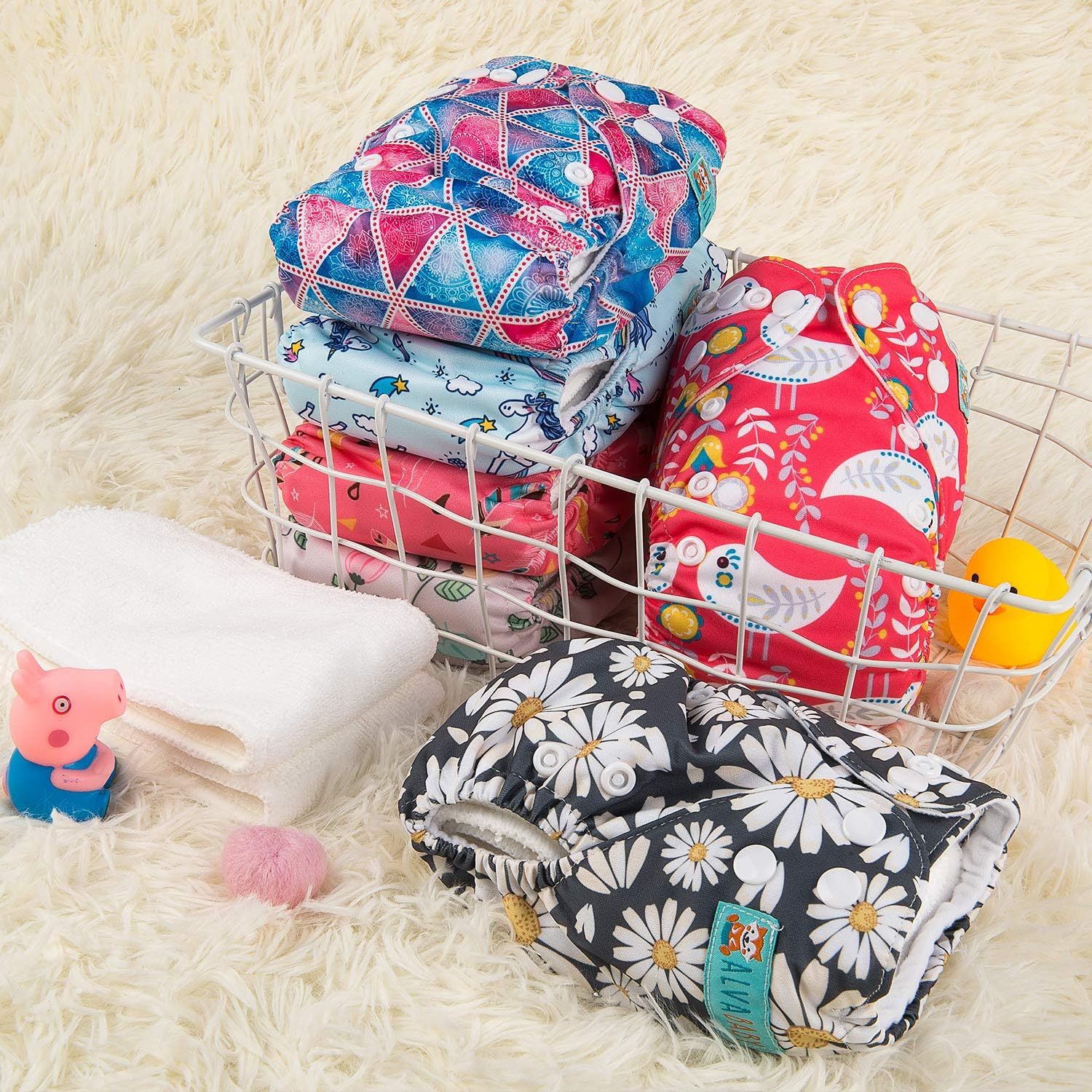 ALVABABY Pocket Newborn for Less than 12Pounds Baby Snaps Cloth Diapers Nappy 6Pcs with 12 Inserts 6SVB09-AU image number 3