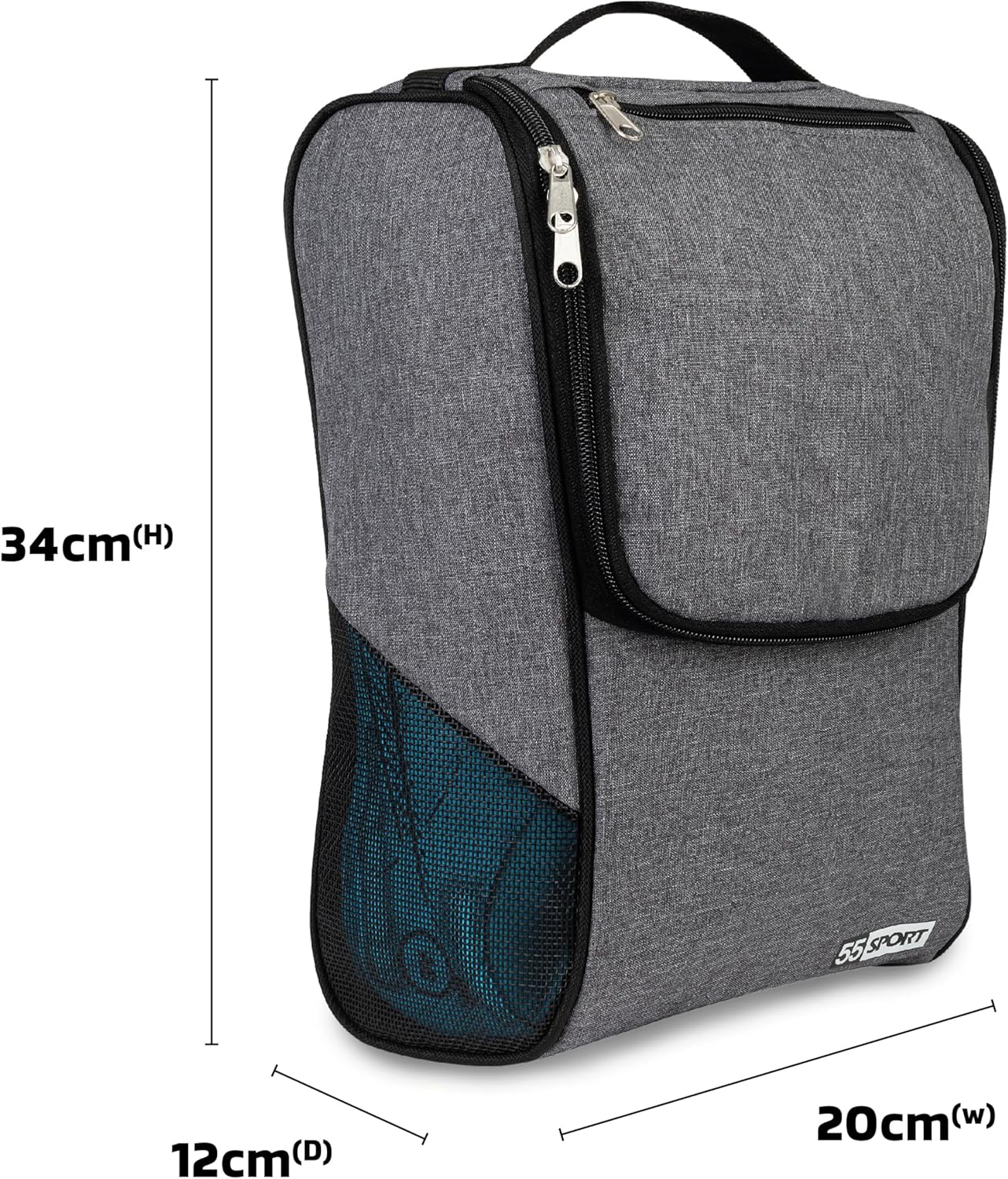 55 Sport Pro Ventilated Football Boot and Shoe Bag with Zipped Pocket - Grey - Camo image number 5