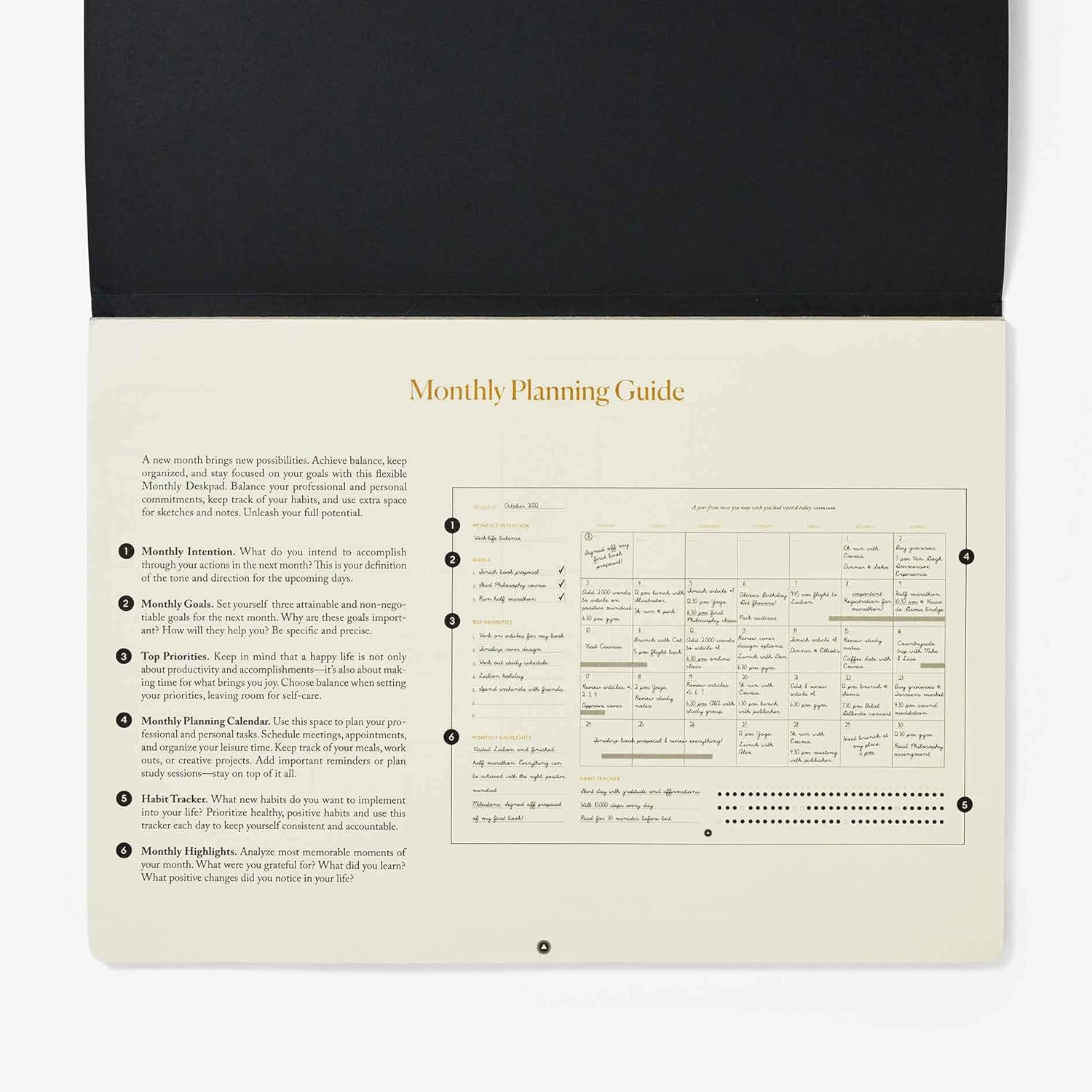 Monthly Desk Pad, 2-Year Productivity Planner, Tear-Out Deskpad for To-Do List, Calendar, Productivity Tools for Time Management and Mindfulness, A4 Size, Black - Intelligent Change image number 4