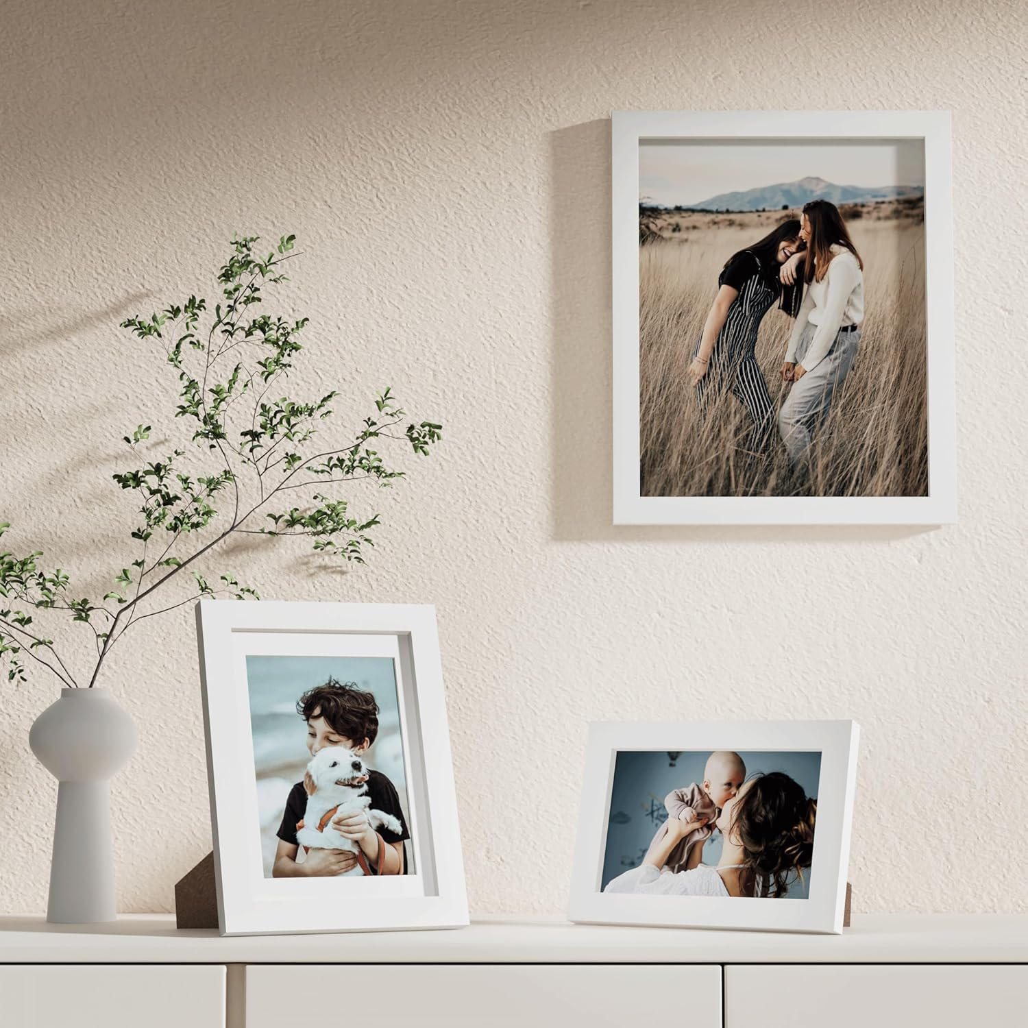 Picture Frames Collage Wall Decor 10 Pack,Gallery Wall Frame Set for Wall or Tabletop Display,Multi Sizes Including 25X20Cm, 18X13Cm, 15X10Cm Family Photo Frames (White)