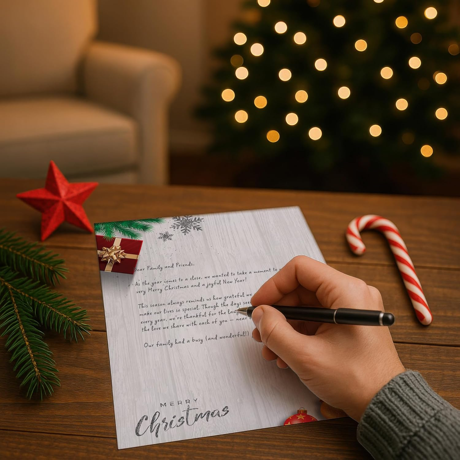 Silver, Gold and a Merry Christmas Stationery Paper - 80 Sheets of Letterhead for Winter & Holiday Events image number 3